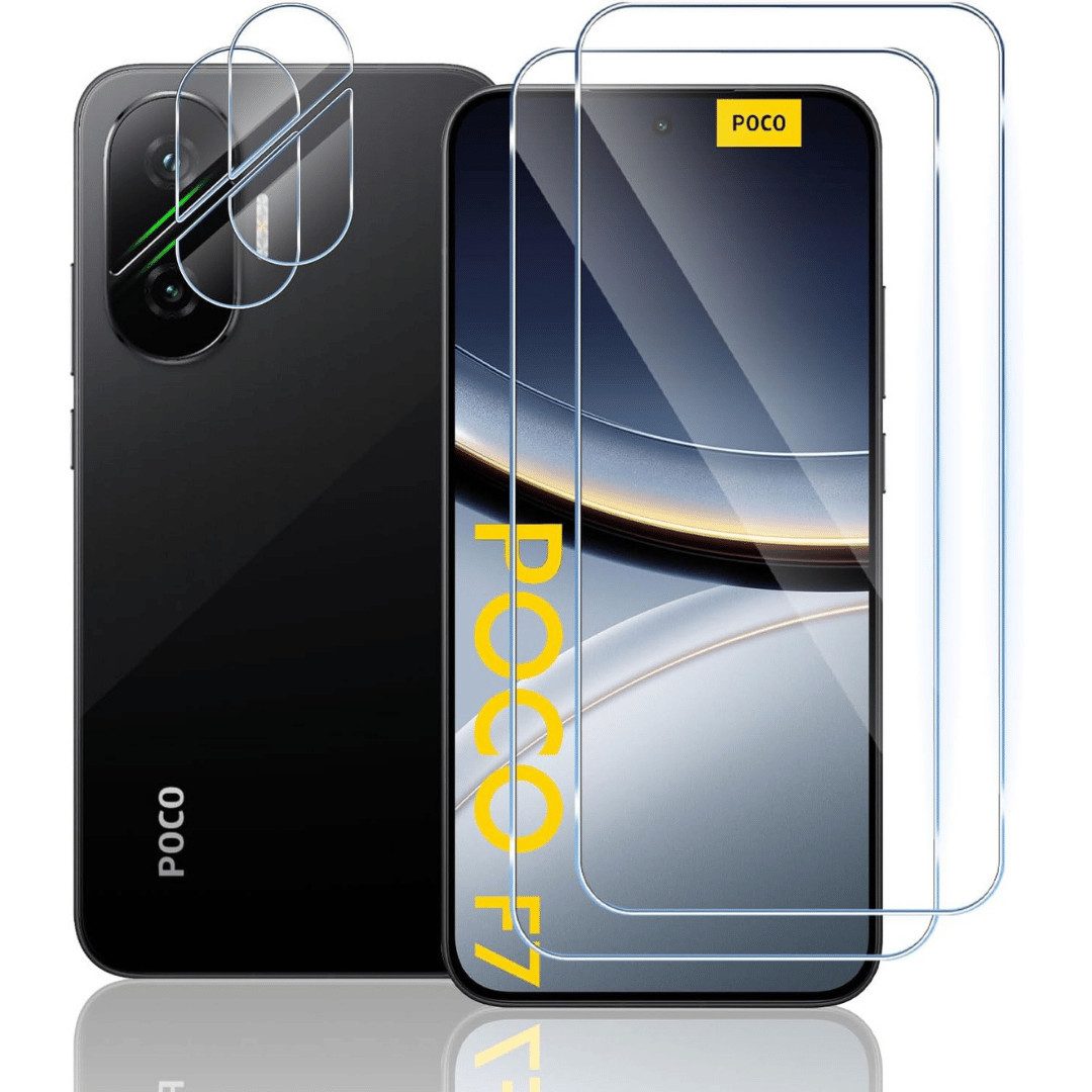 SmartUP Displayschutzglas für Xiaomi Poco F7 Display Kamera Panzerfolie Hartglas Screen Full 9H für Xiaomi Poco F7 5G, kompletter Rundumschutz
