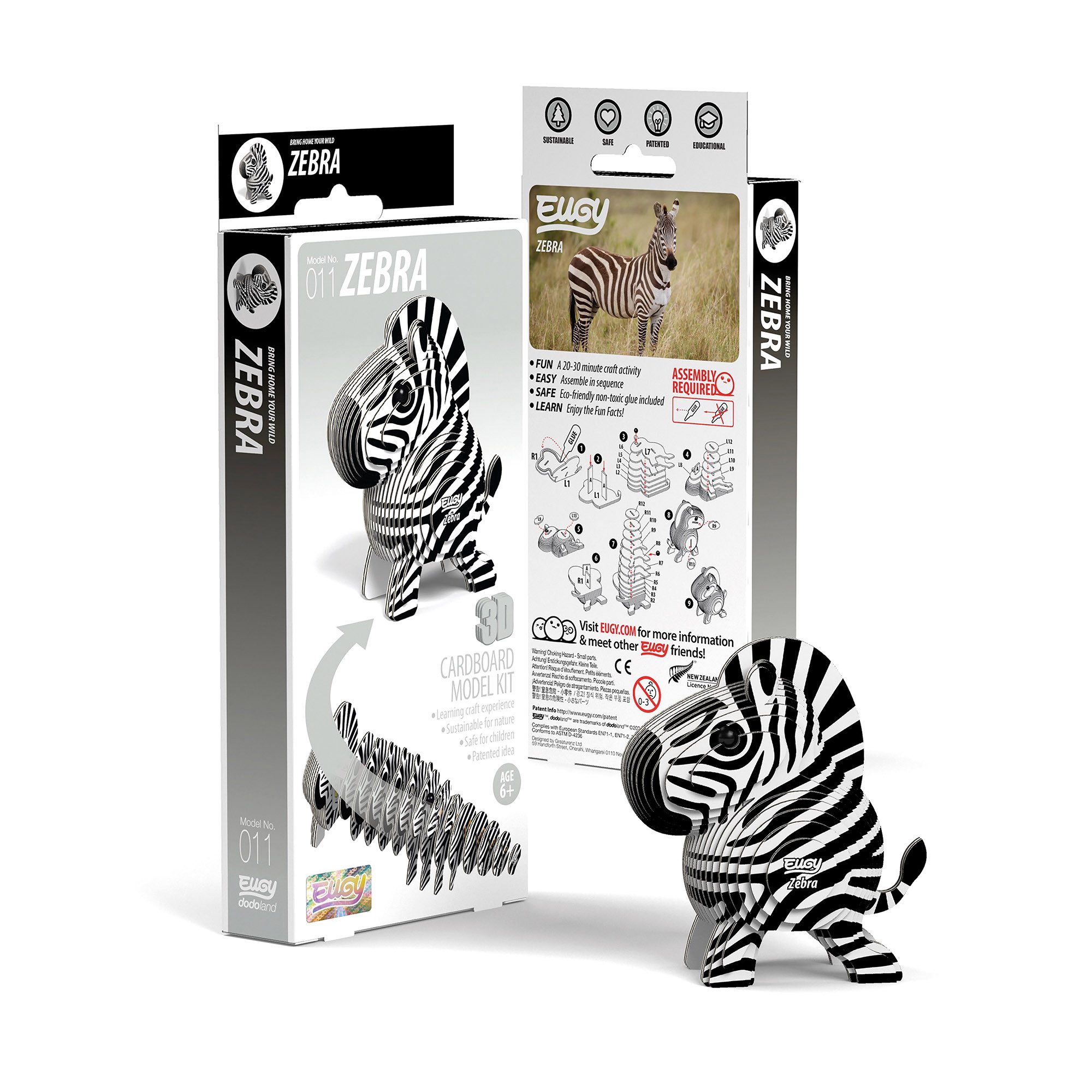 Eugy Puzzle 3D Bastelset Zebra, Puzzleteile