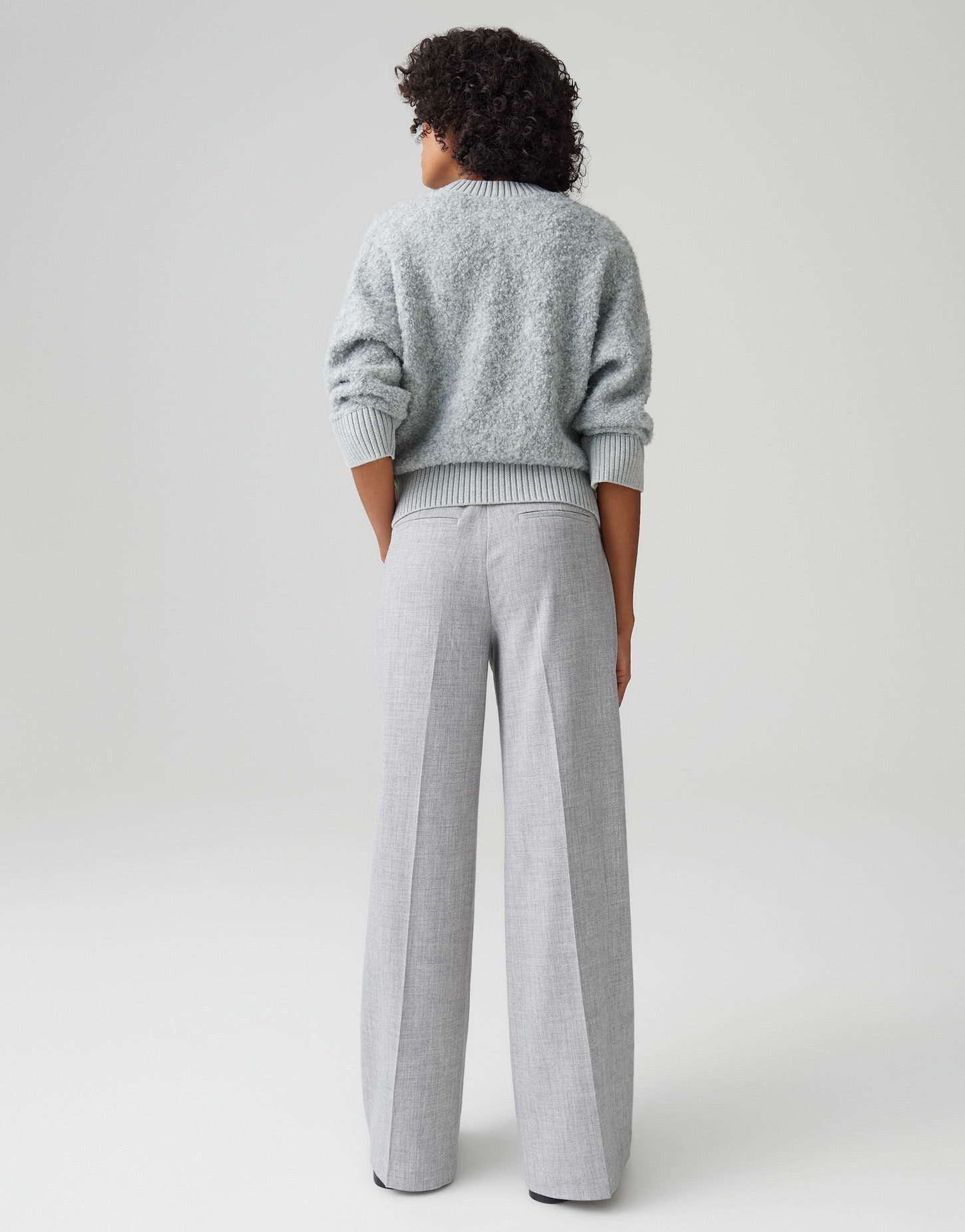 OPUS Stoffhose MAIGA COZY Wide Leg in Mélange Optik weiter, gerader Beinverlauf, natürlicher Griff, fließender Fall