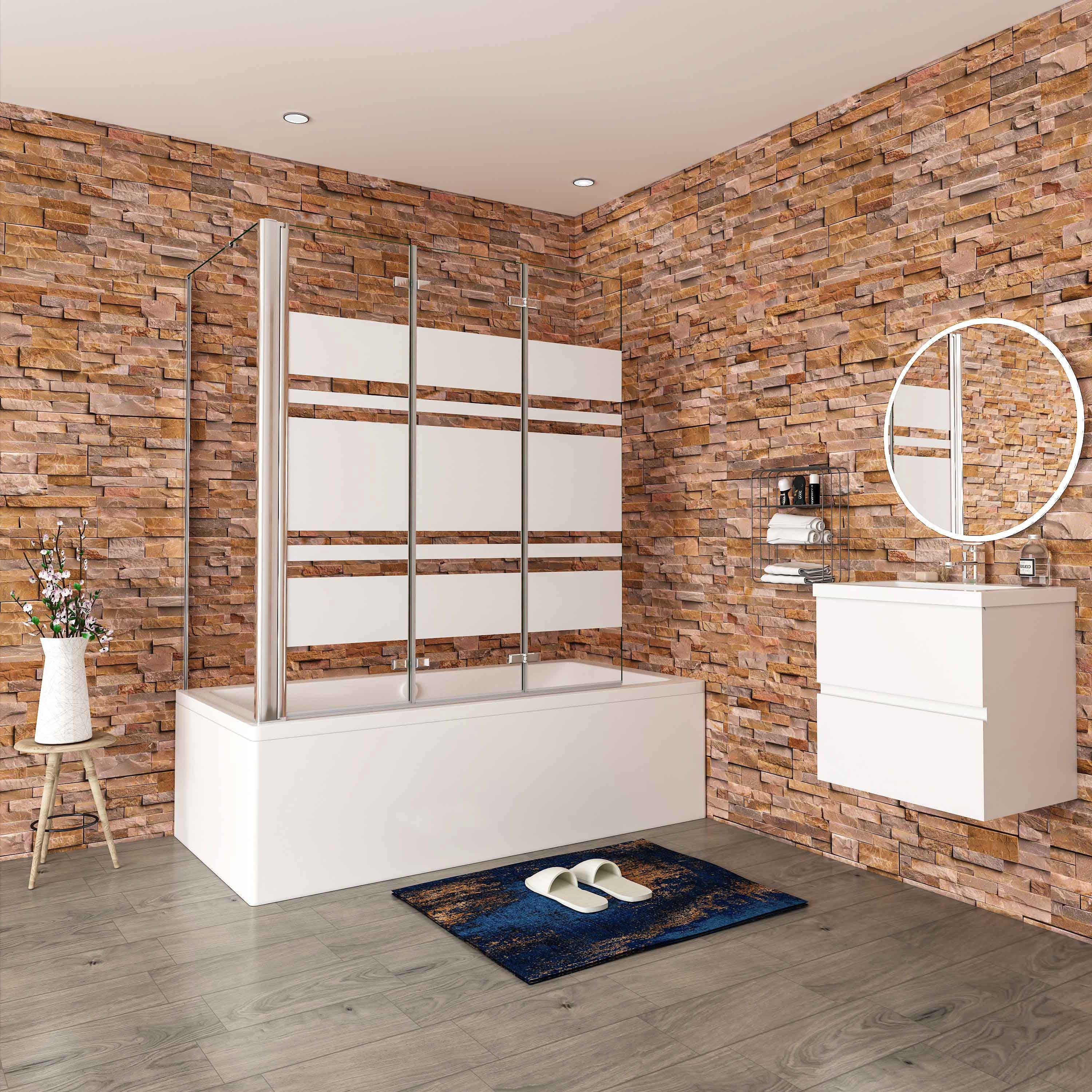 Duschparadies Badewannenfaltwand 140cm 6mm ESG chrom Faltwand Badewannenfaltwand Duschwand, Sicherheitsglas
