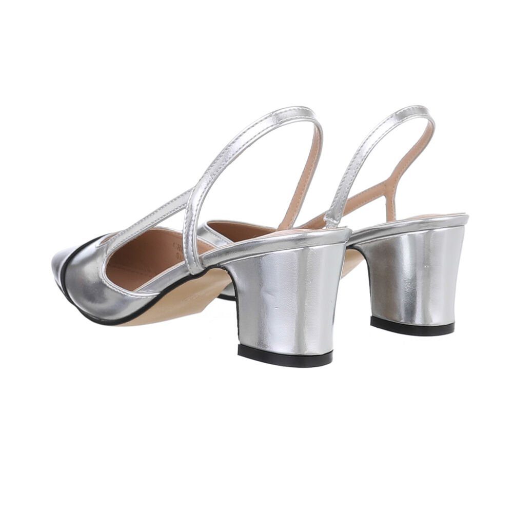 Ital-Design Damen Abendschuhe Elegant Schnürpumps (85878345) Blockabsatz Schnür- & Riemchenpumps in Silber