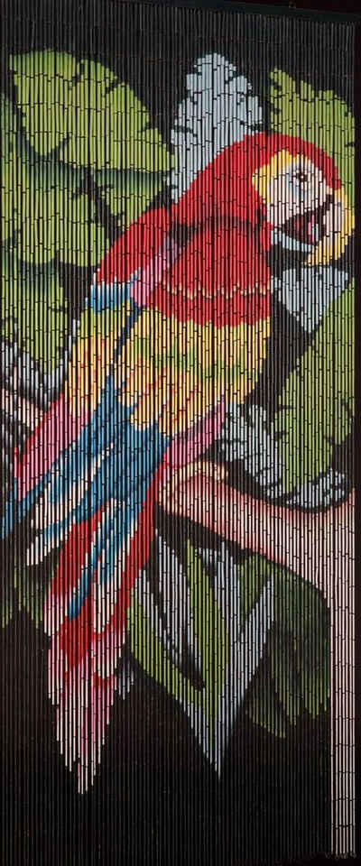 CONACORD Insektenschutz-Vorhang Conacord Decona Papagei Dekovorhang bunt, 90 x 200 cm, Bambus - blickdicht dank hoher Stranganzahl