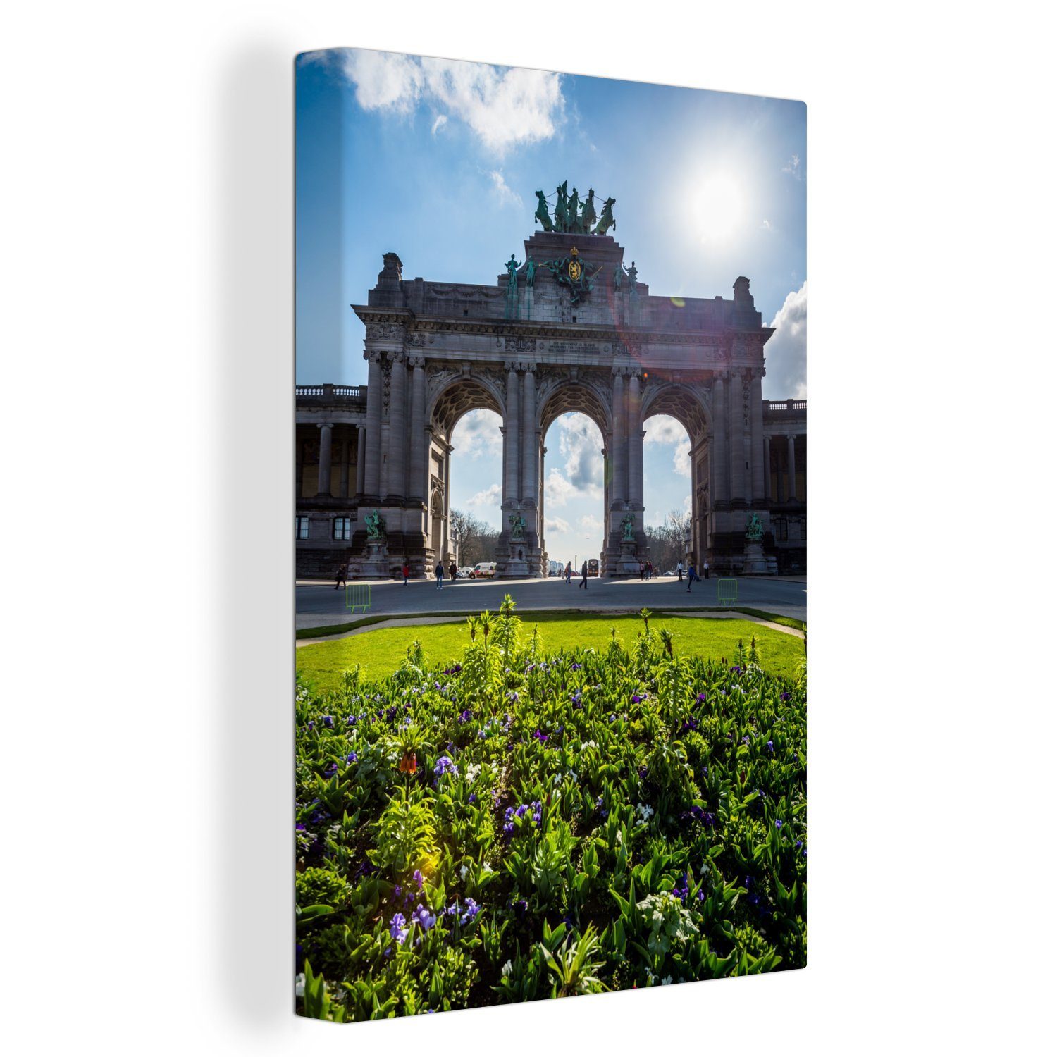 OneMillionCanvasses® Leinwandbild Park - Blumen - Brüssel, (1 St), Leinwandbild fertig bespannt inkl. Zackenaufhänger, Gemälde, 20x30 cm