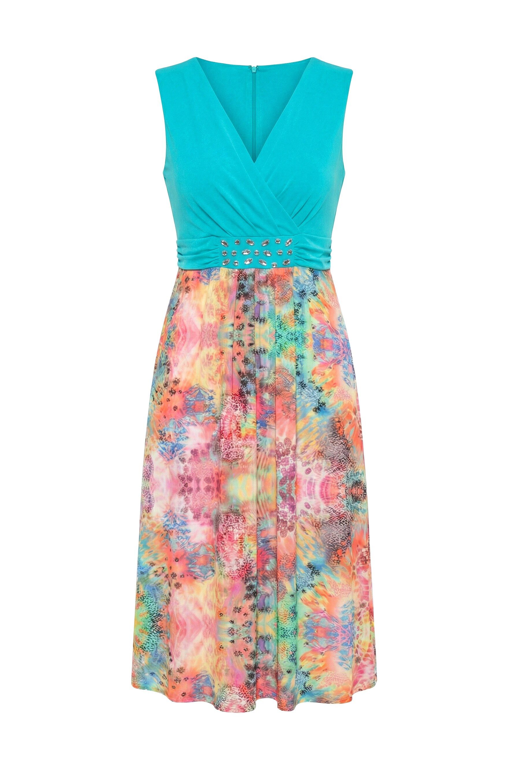MIAMODA Midikleid Jerseykleid ärmellose A-Linie Rock mit Druck