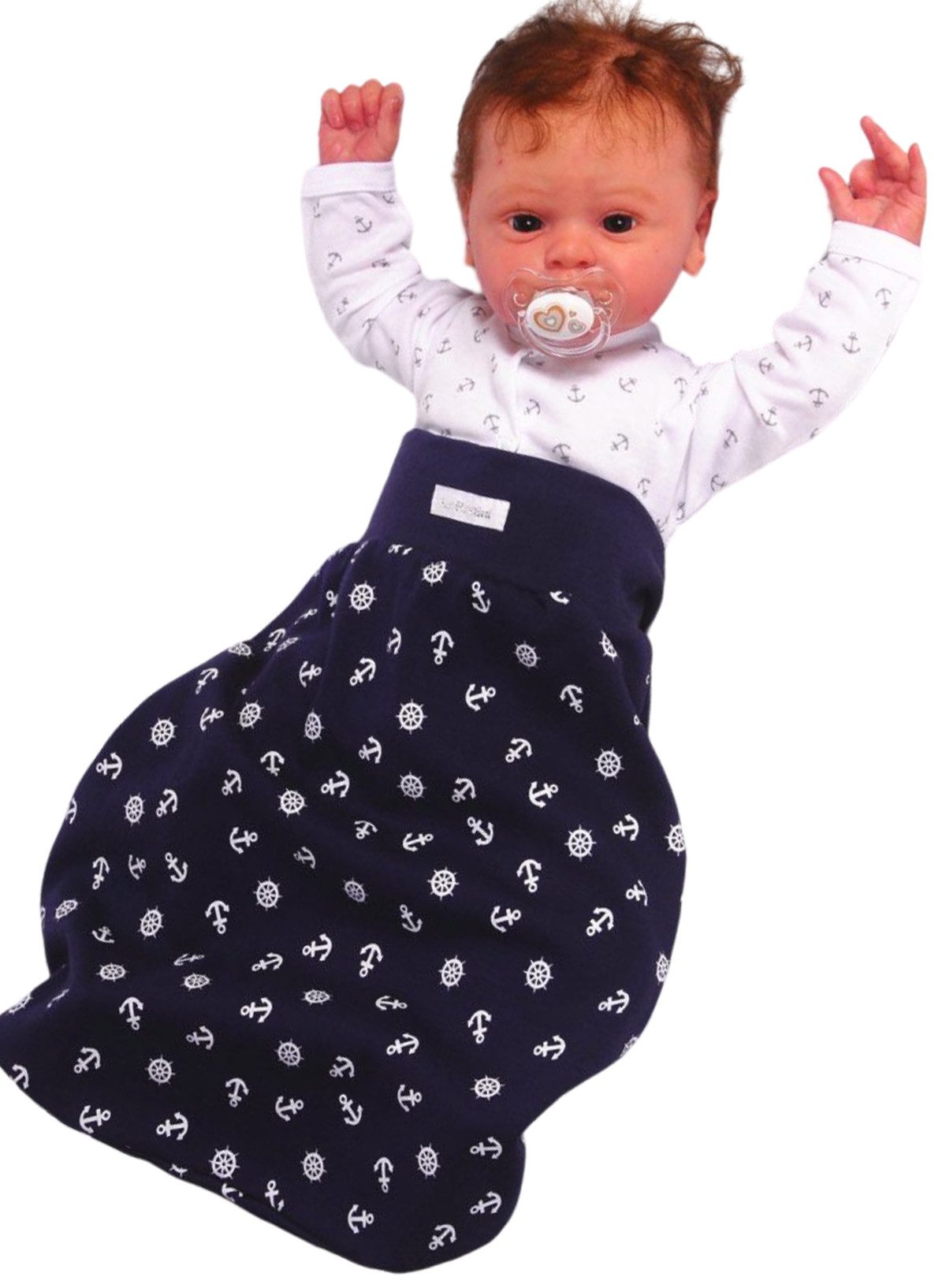 Pucksack Fußsack Sommer Frühjahr Stramplersack mit Anker für Babys Kinder
