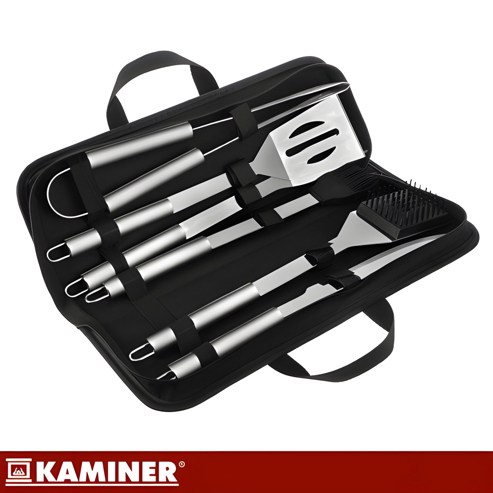 Kaminer Grillbesteck-Set BBQ Set Grill Zubehör Steak Messer Grillwender Zange, (Grillset, 6 tlg., 6-teiliges Grillbesteck-Set, inklusive Transportkoffer), inkl. – Bild 4 von 5