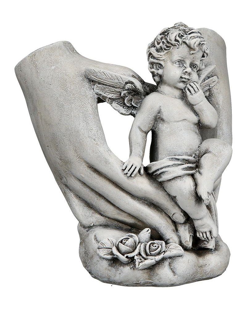 GILDE Engelfigur Engelfigur zwischen 2 Händen, Dekofigur, Skulptur, Dekofigur, H 12 cm, Sammlerfigur, Weihnachtsfigur