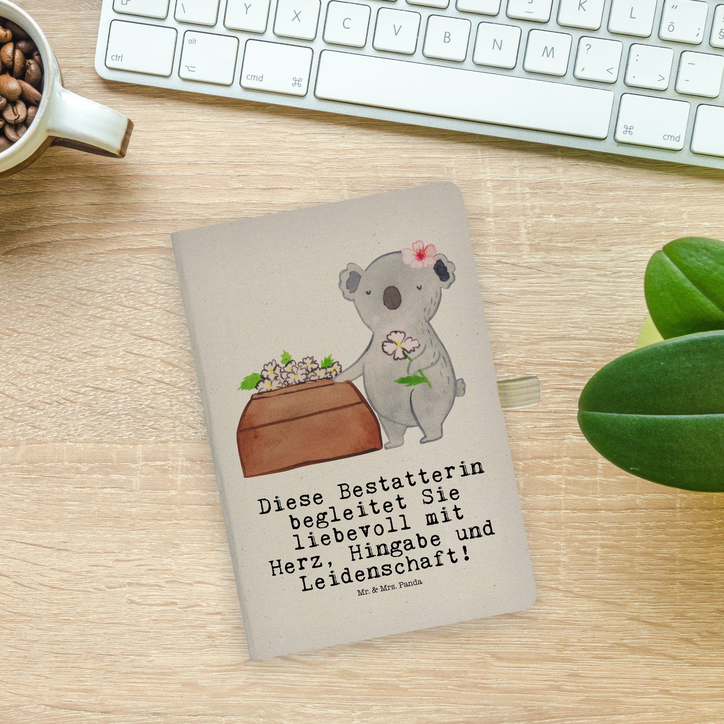 Mr. Notizbuch - mit Mr. & Notizen, Bestatterin - Panda Mrs. Arbeitskolleg Mrs. Transparent & Panda Geschenk, Herz