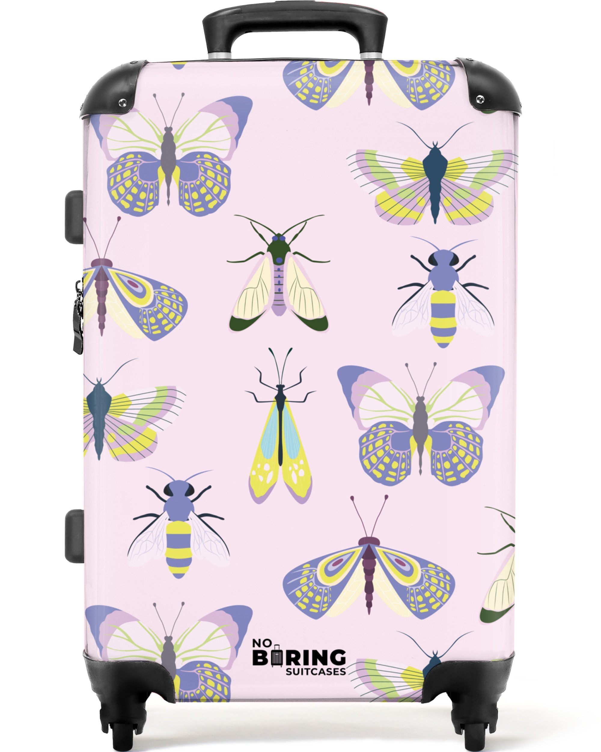 NoBoringSuitcases.com© Hartschalen-Trolley Rosa mit Insekten 67 günstig online kaufen