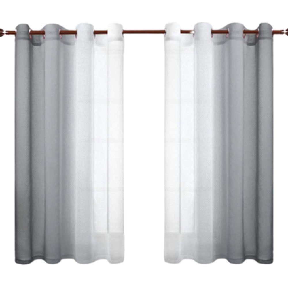 Gardine Vorhang Grau 2er mit Lichtdurchlässig FELIXLEO Ösen 1.32x2.44 Fensterschal Set