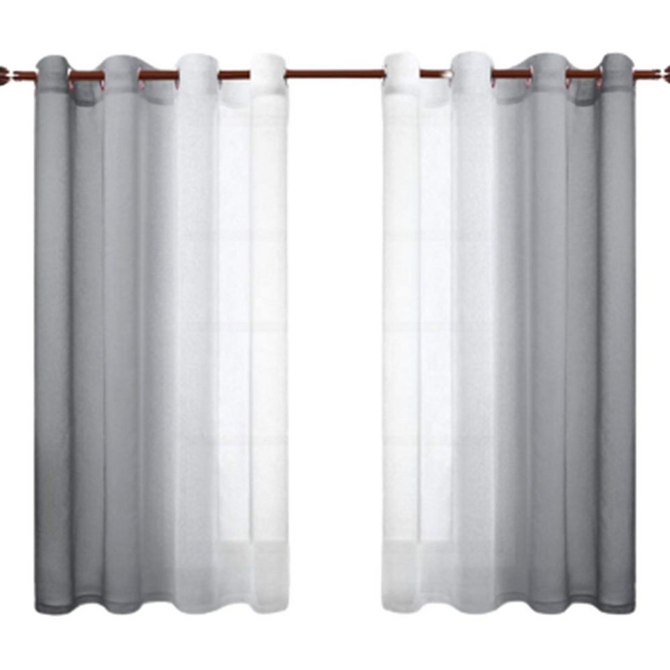 Gardine Vorhang mit Ösen Fensterschal Lichtdurchlässig 1.32x2.44 Grau 2er  Set, FELIXLEO