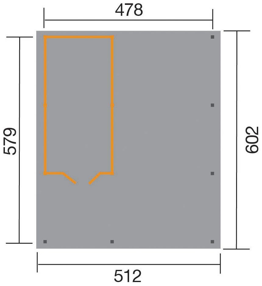 BxT: Einzelcarport Gr.2, 215 XL 512x602 Geräteraum Einfahrtshöhe, cm 607 inkl. cm, weka