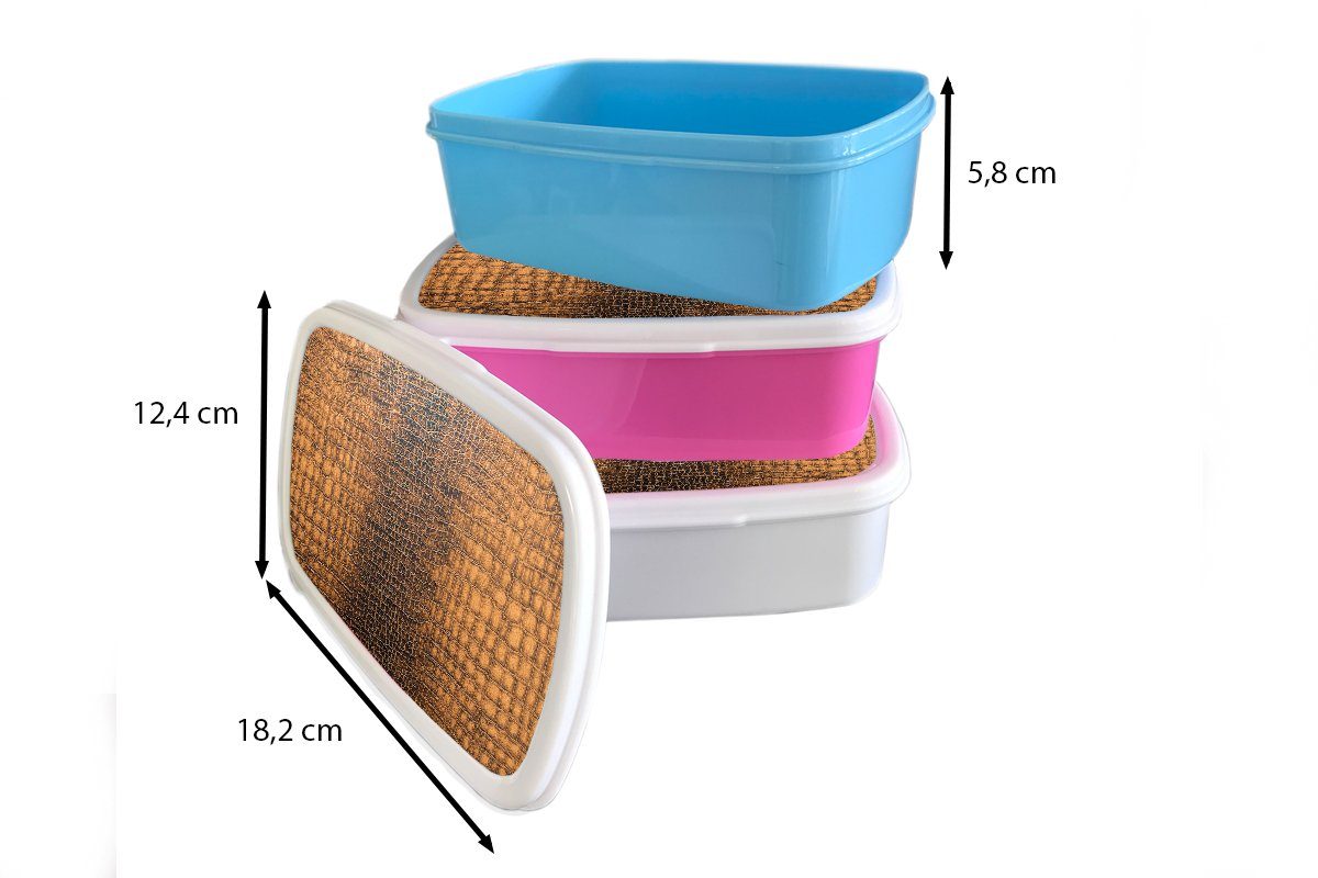 Lunchbox (2-tlg), Leder Textur rosa Brotbox Tierhaut, - Brotdose MuchoWow Erwachsene, für - Snackbox, Kinder, Kunststoff, Mädchen, Kunststoff