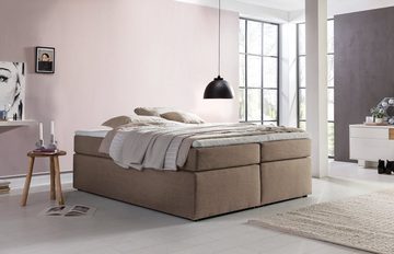 Möbelfreude Boxspringbett Boxspringbett Bella Beige/grau 140x200 cm H2, Beige/grau 140x200 cm H2, 7-Zonen Taschenfederkern-Matratze inkl. Visc