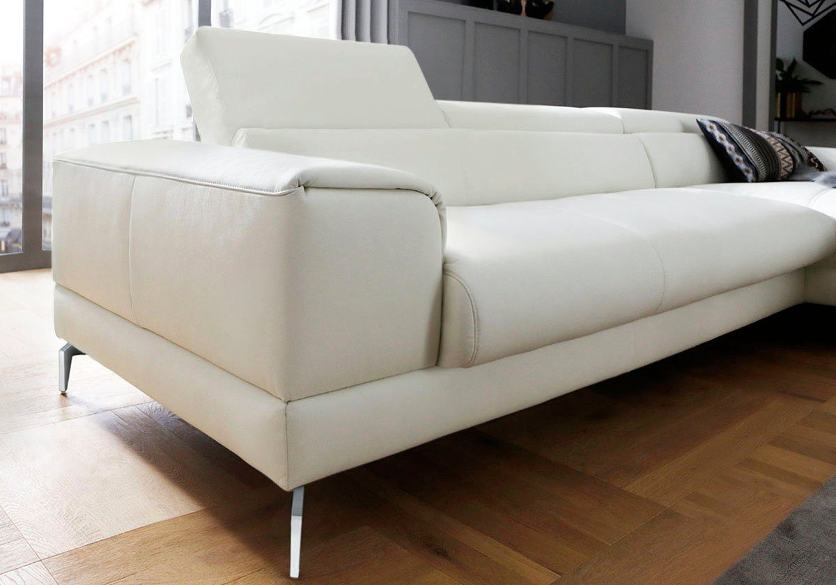 W.SCHILLIG Ecksofa piedroo, Designsofa mit tollem Sitzkomfort, elegant und bequem, L-Form, Kopfteilverstellung, wahlweise mit Sitztiefenverstellung, Breite 343cm