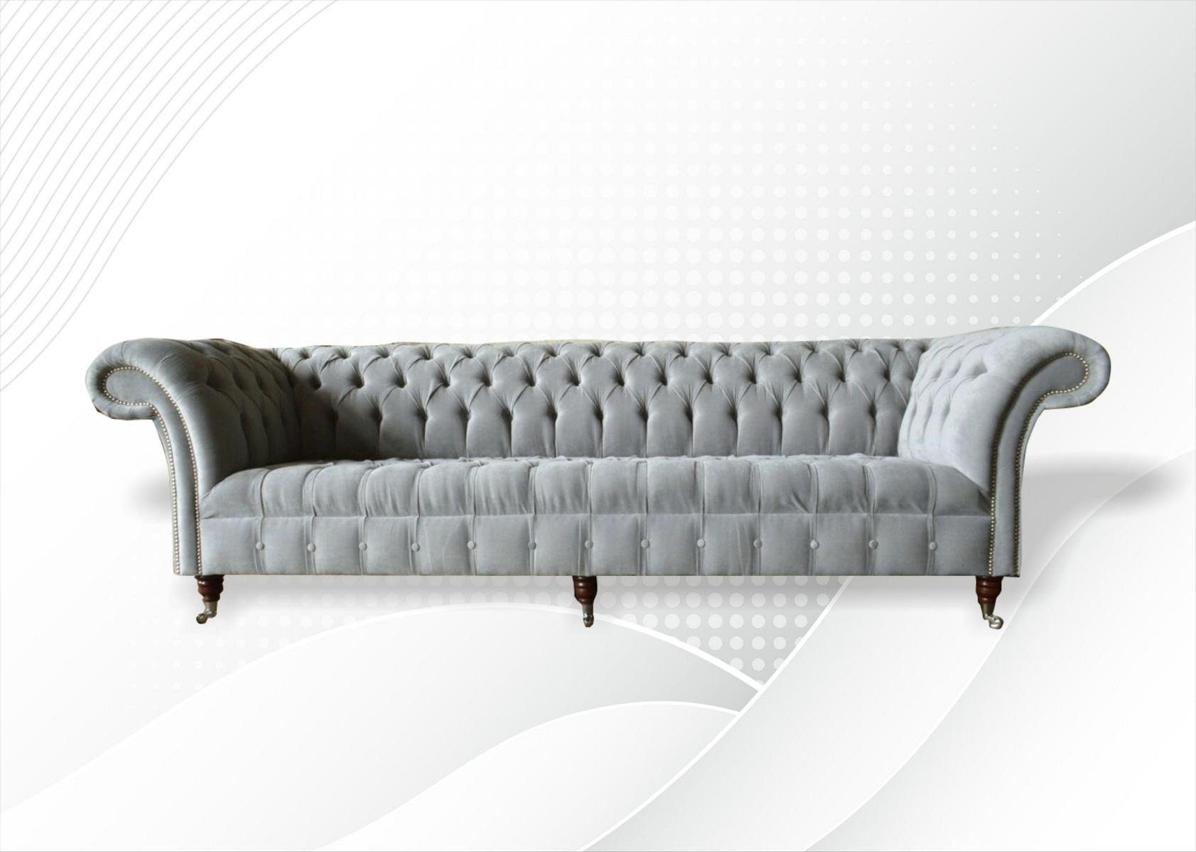 JVmoebel Sofa, Graue Big Sofa Couch Chesterfield 265cm Polster Sofas 4 Sitzer