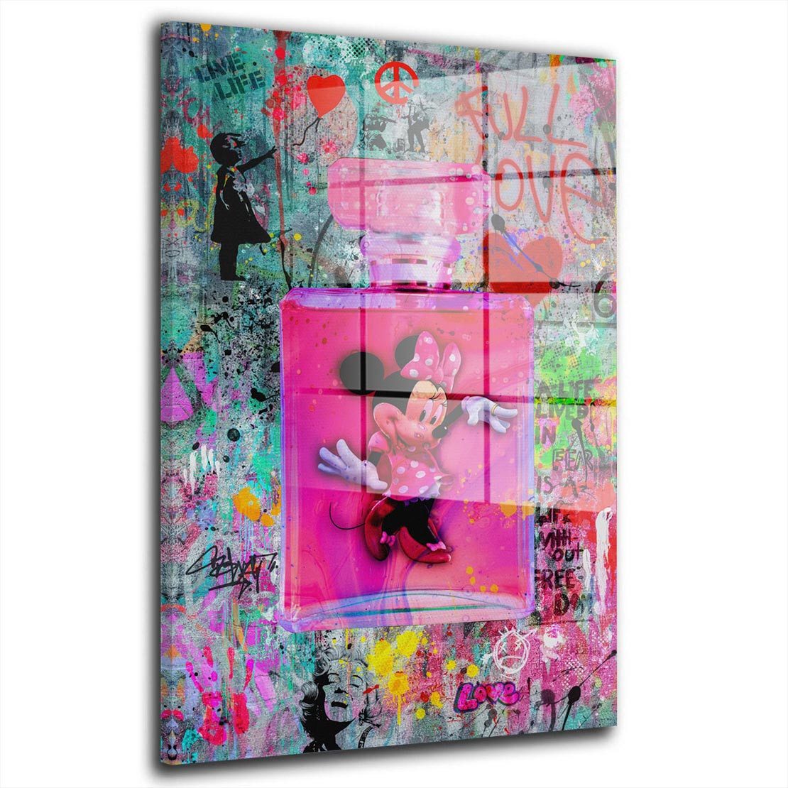Acrylglasbild Street Art Parfümflasche Maus Acrylglas Wandbild Bild Wanddeko Wohnzim