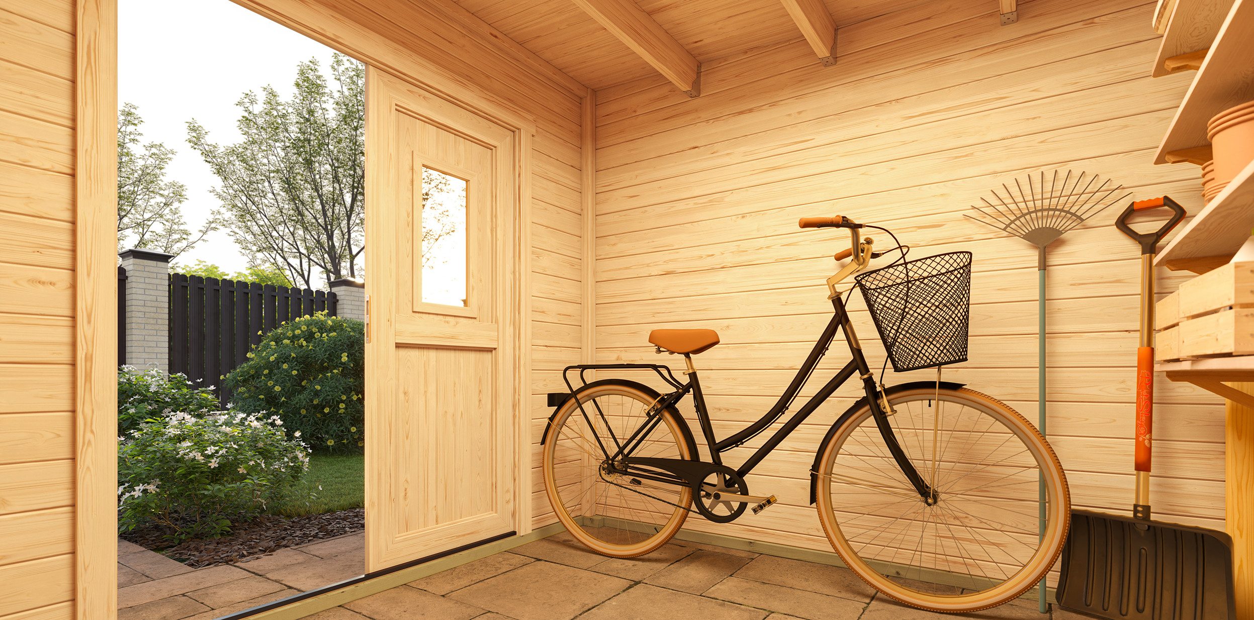 Nordic Holz Gartenhaus Felix 2, BxT: 250x257,5 cm, kleiner stilvoller Schuppen mit Flachdach