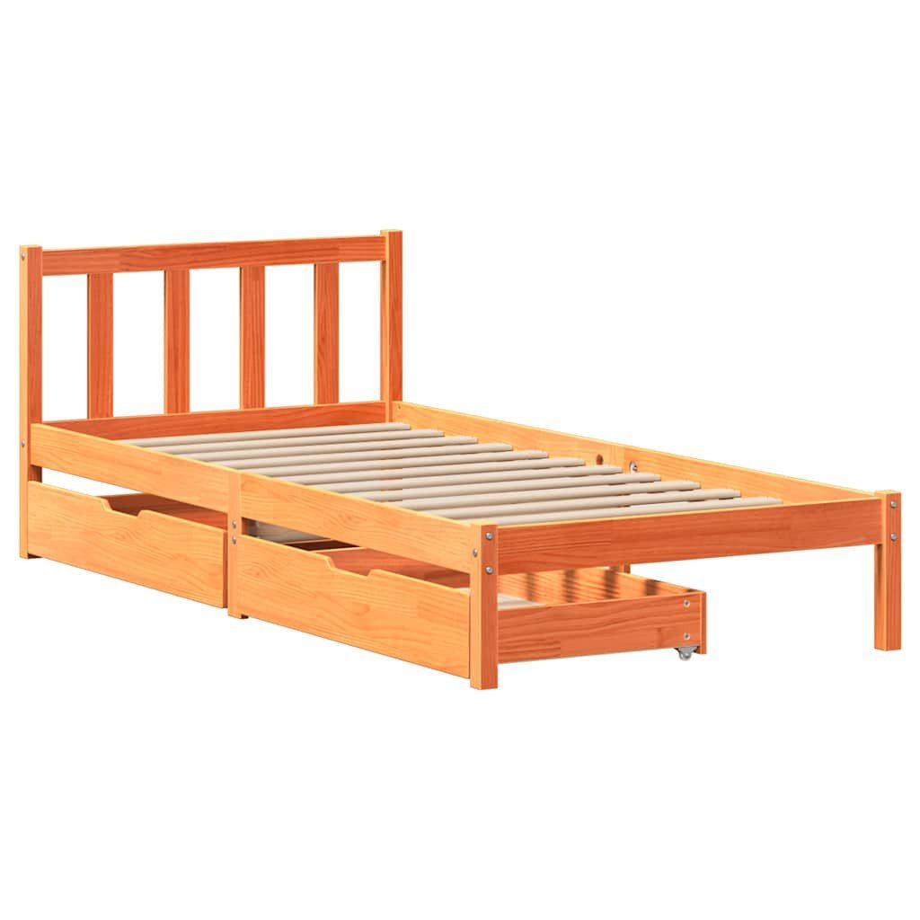 vidaXL Bett Massivholzbett ohne Matratze Wachsbraun günstig online kaufen