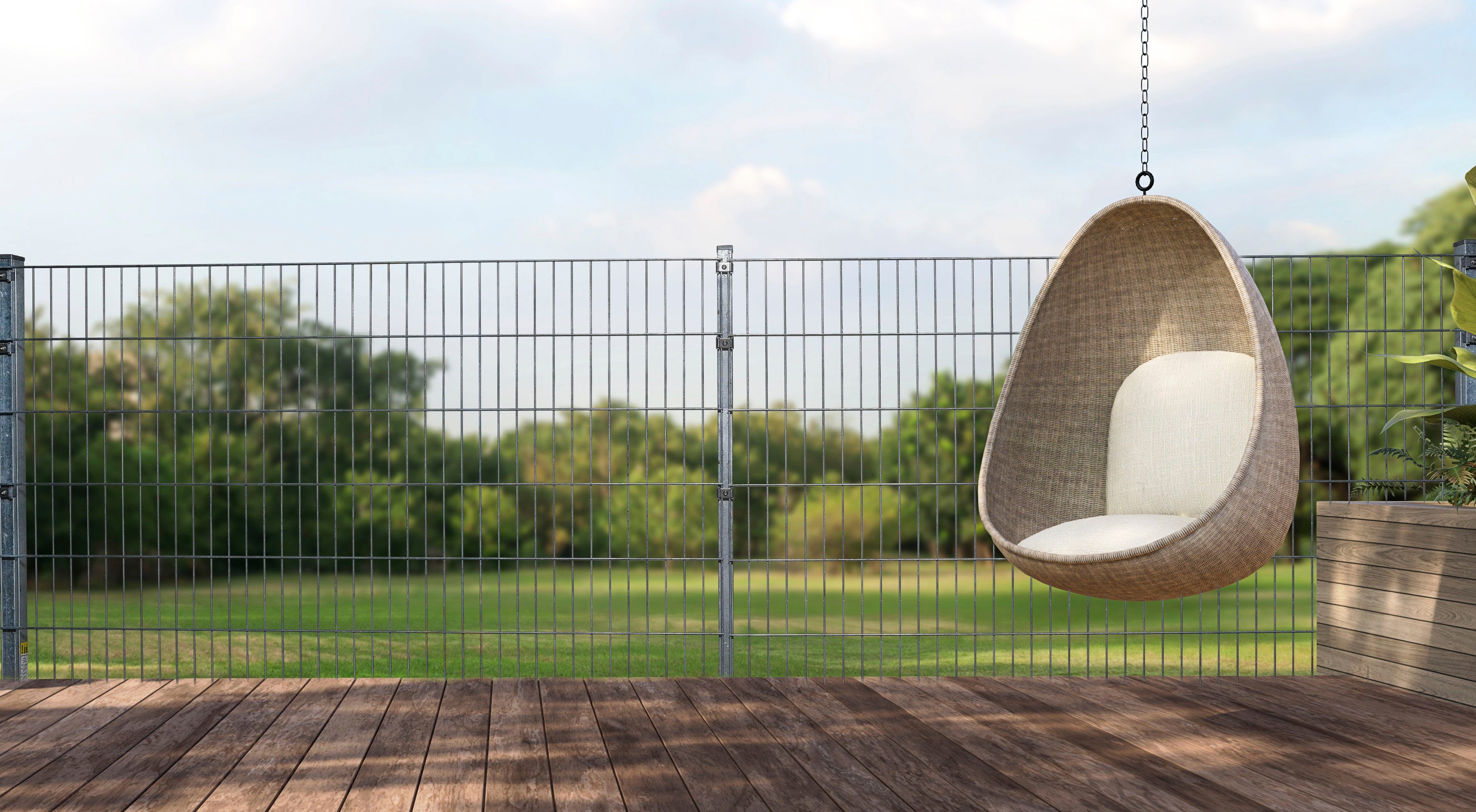 GARDEN 'N' MORE Doppelstabmattenzaun Standard, (31-St), 15 Elemente für 30 m, LxH: 200 x 203 cm, mit 16 Pfosten
