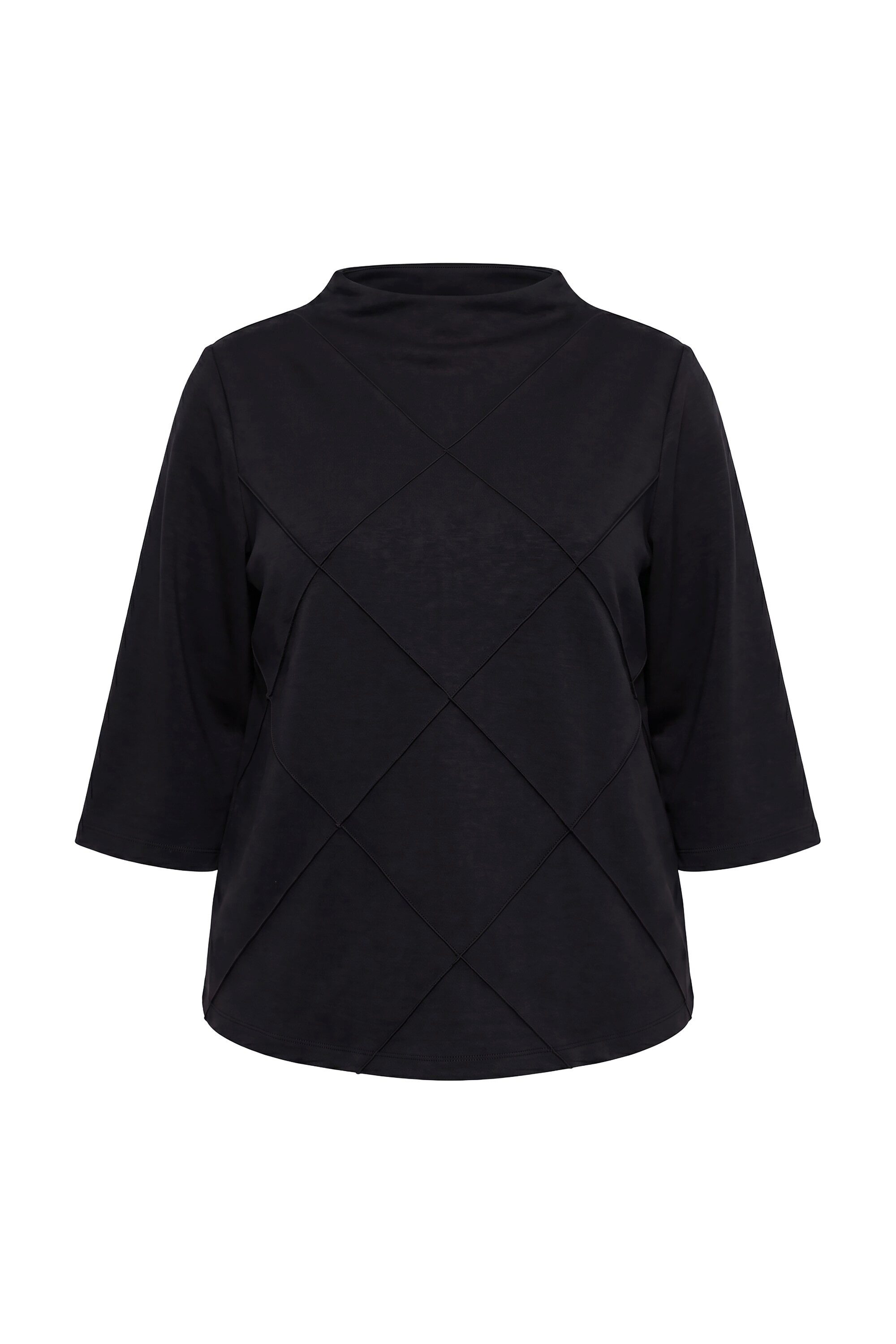 Ulla Popken Sweatshirt Soft-Sweatshirt 3D-Rhomben Stehkragen 3/4-Arm – Bild 2 von 4