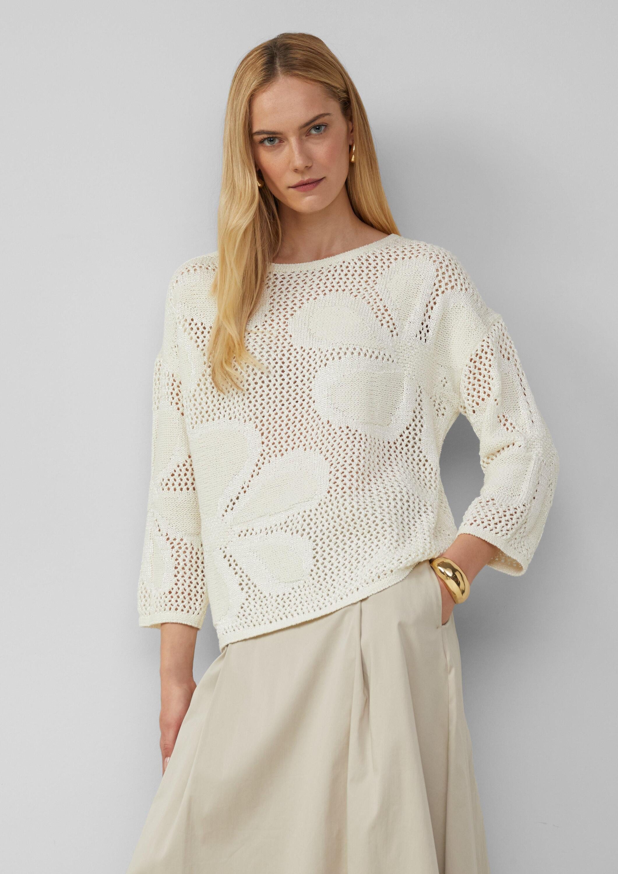 s.Oliver 3/4 Arm-Pullover Strickpullover Pullover im Loose Fit mit floralem günstig online kaufen