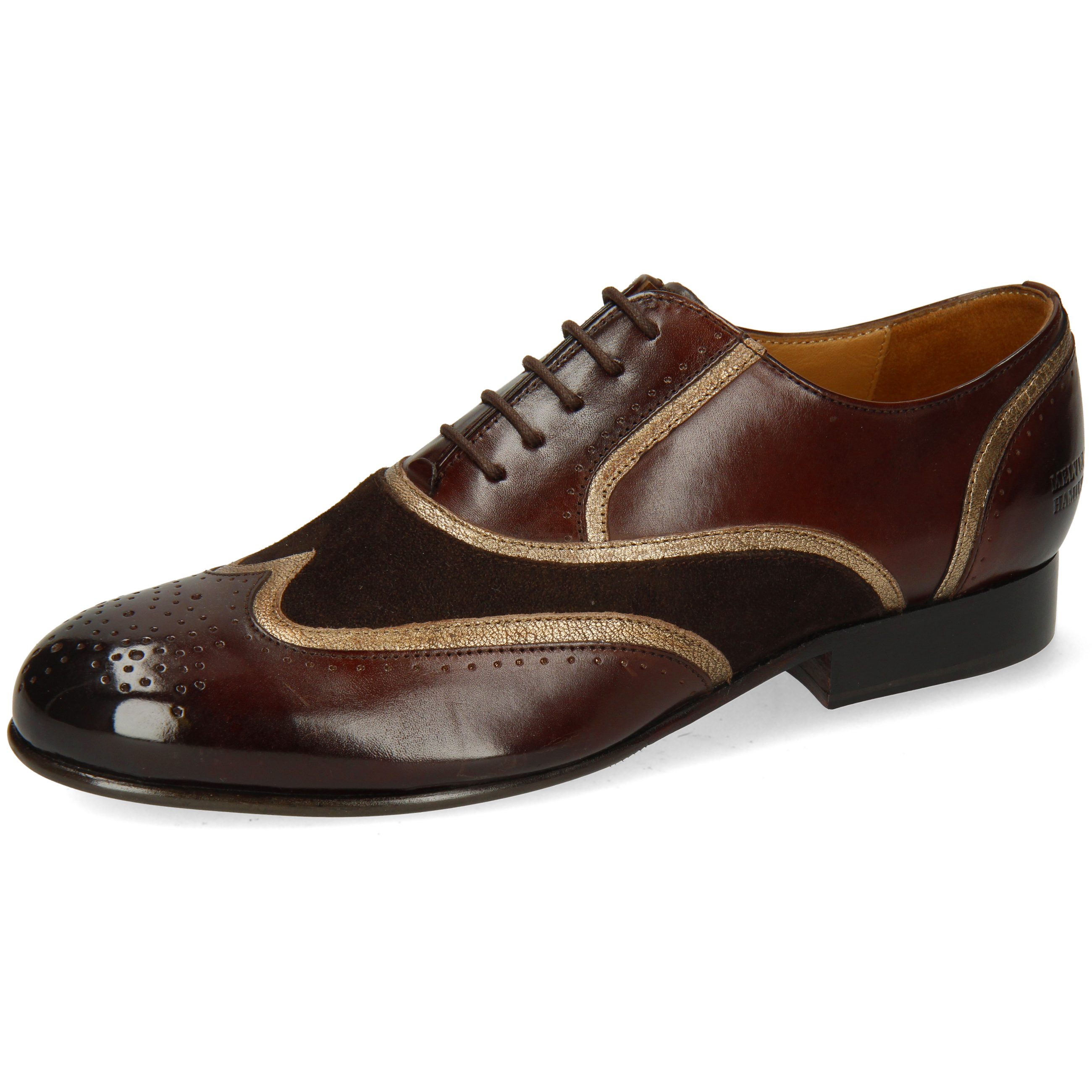 Melvin & Hamilton Sally 38 Schnürschuh Mogano Nappa Aztek Gold Oily Suede Brown