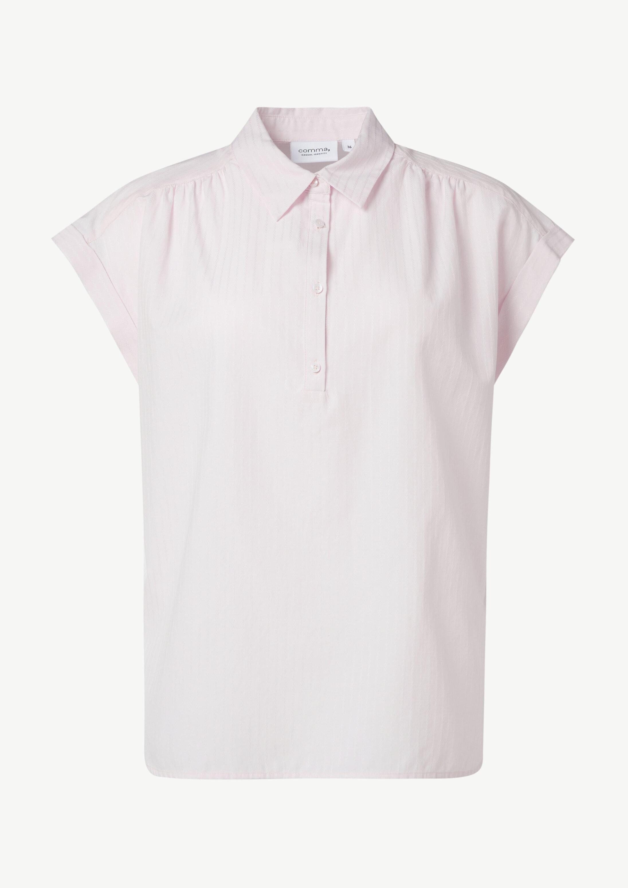 comma Kurzarmbluse Bluse Locker geschnittene Hemdbluse mit Musterstruktur