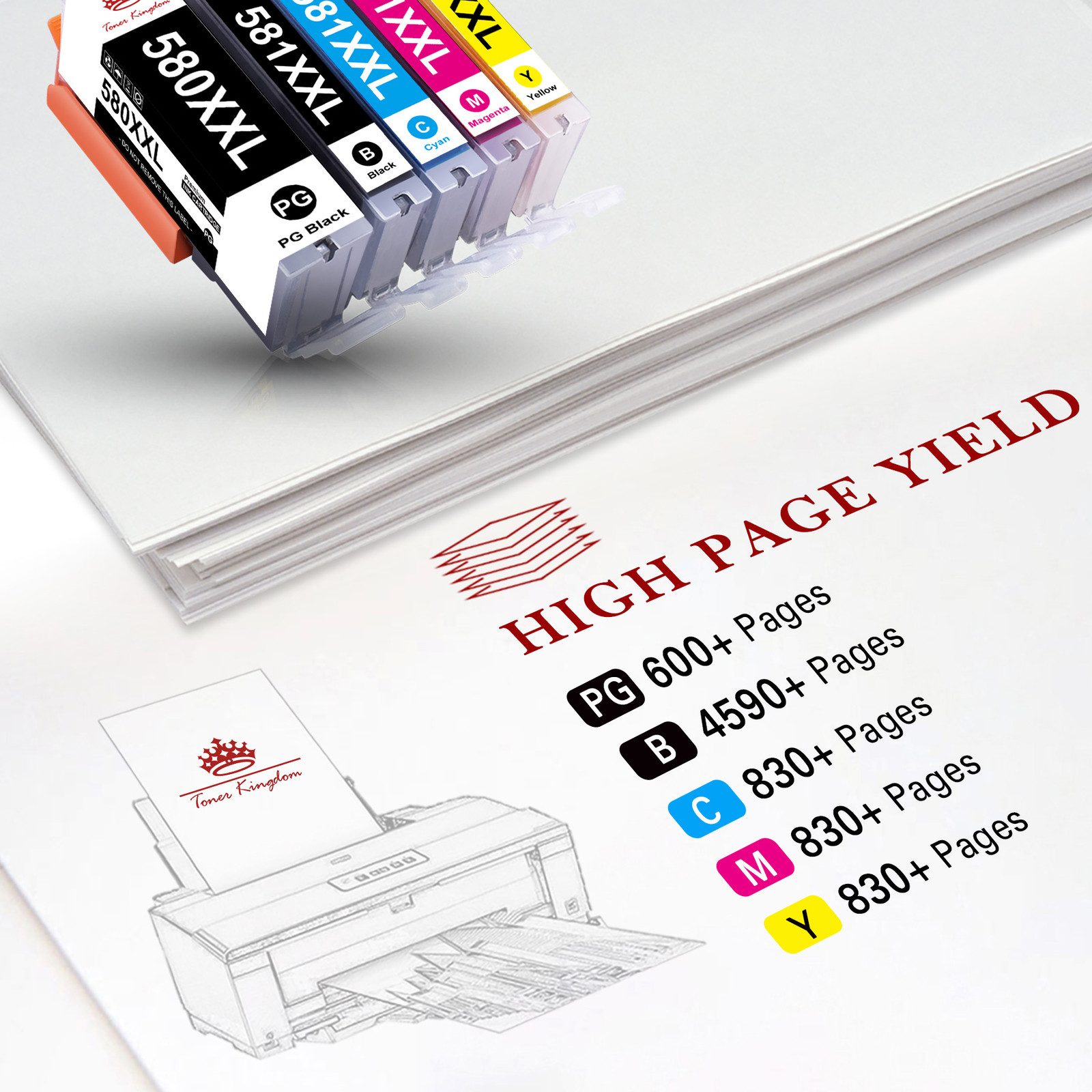 Toner Kingdom Patronen für CANON PGI-580 CLI-581 XXL PIXMA TS705a TS6351a TS6350a Tintenpatrone (Pixma TS705a TS6350a TS6351a TS8350a, 20-tlg)