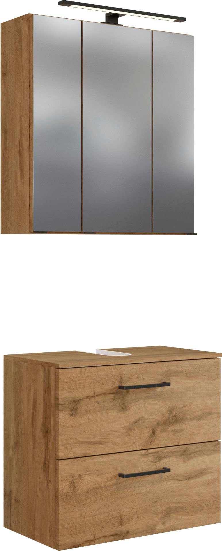 Spiegelschrank HELD Chicago, MÖBEL Unterbeckenschrank) und Badmöbel-Set (2-St.,