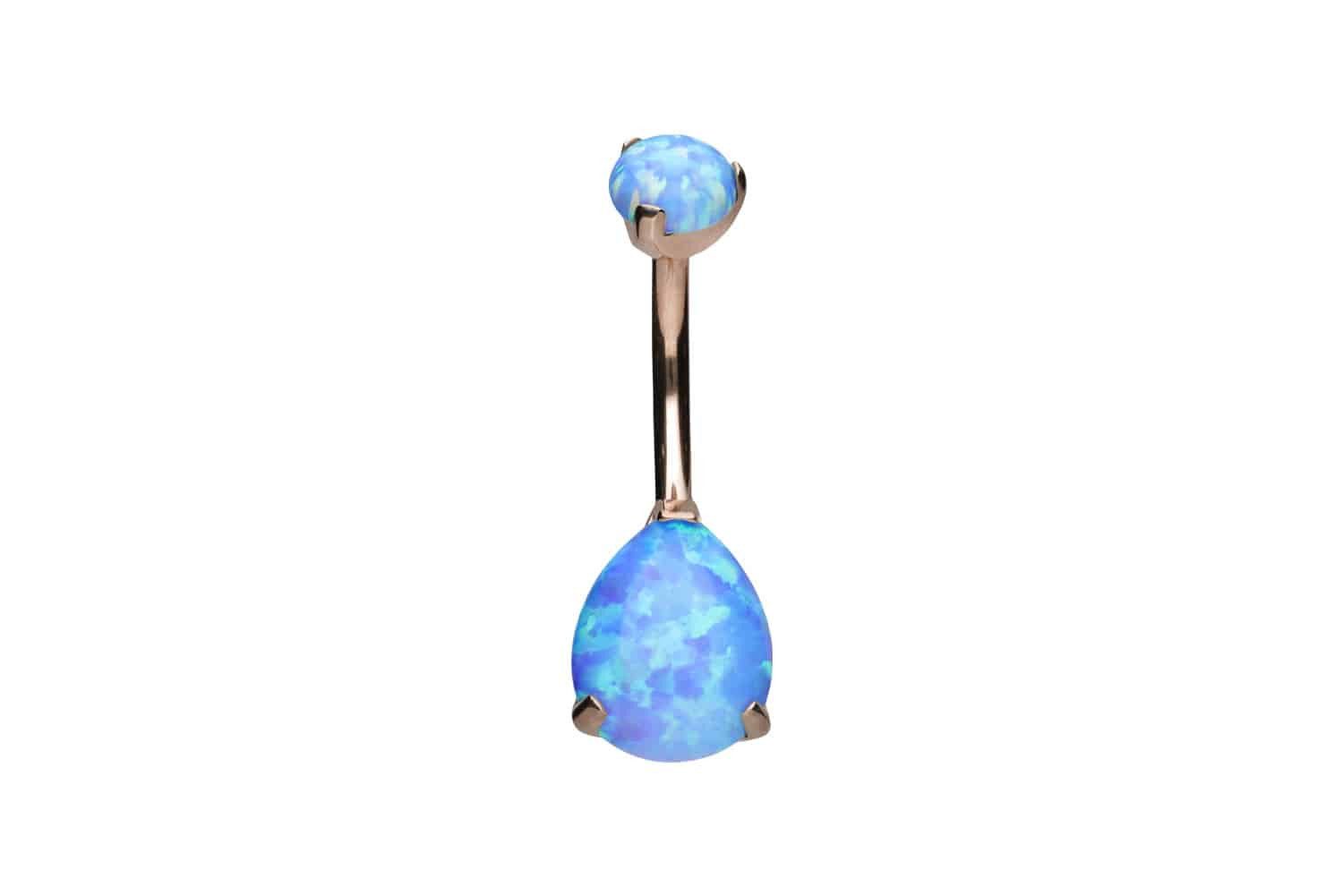 PIERCINGLINE Bauchnabelpiercing Titan Bananabell mit Innengewinde SYNTHETISCHER OPALTROPFEN (Bananabells, 1-tlg)