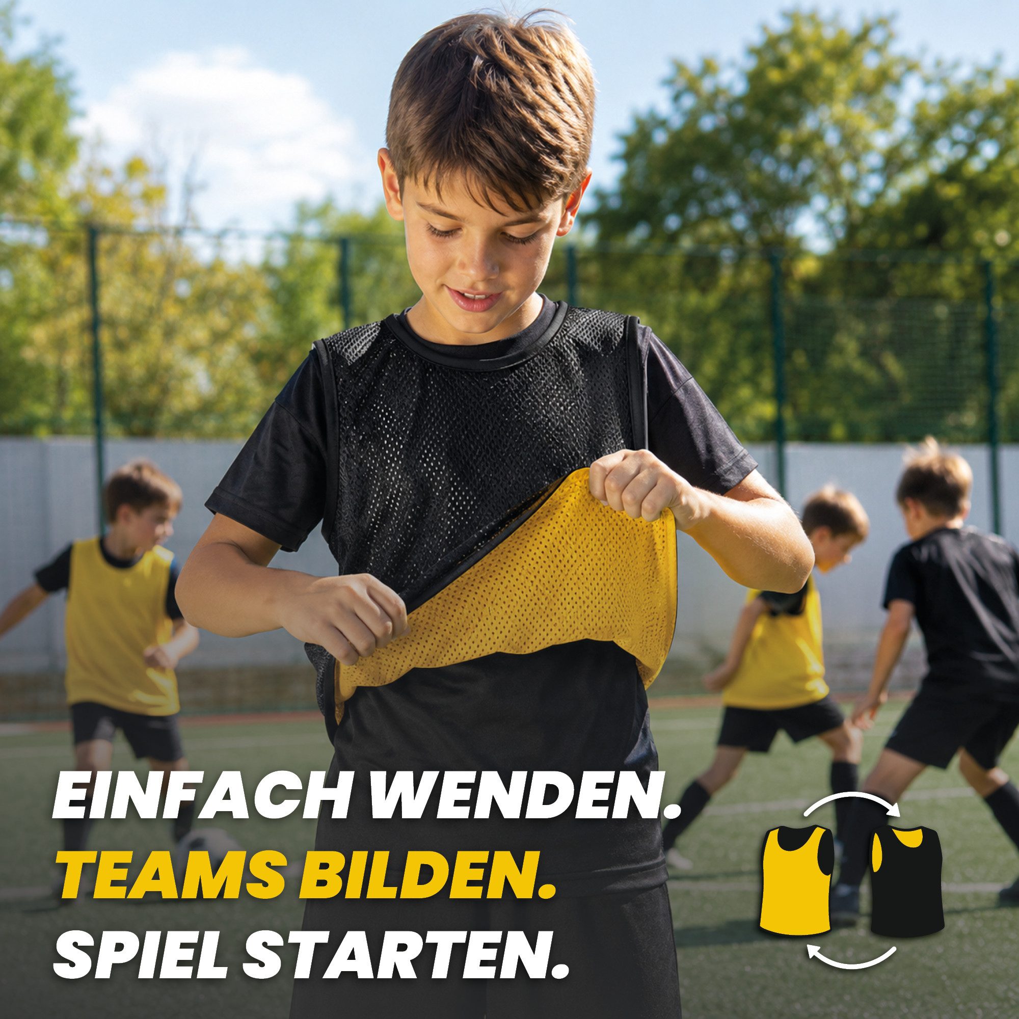 MSZweirad Trainingsleibchen Kyto Fußball Leibchen 6er Set gelb/schwarz Größe S (48x35 cm)