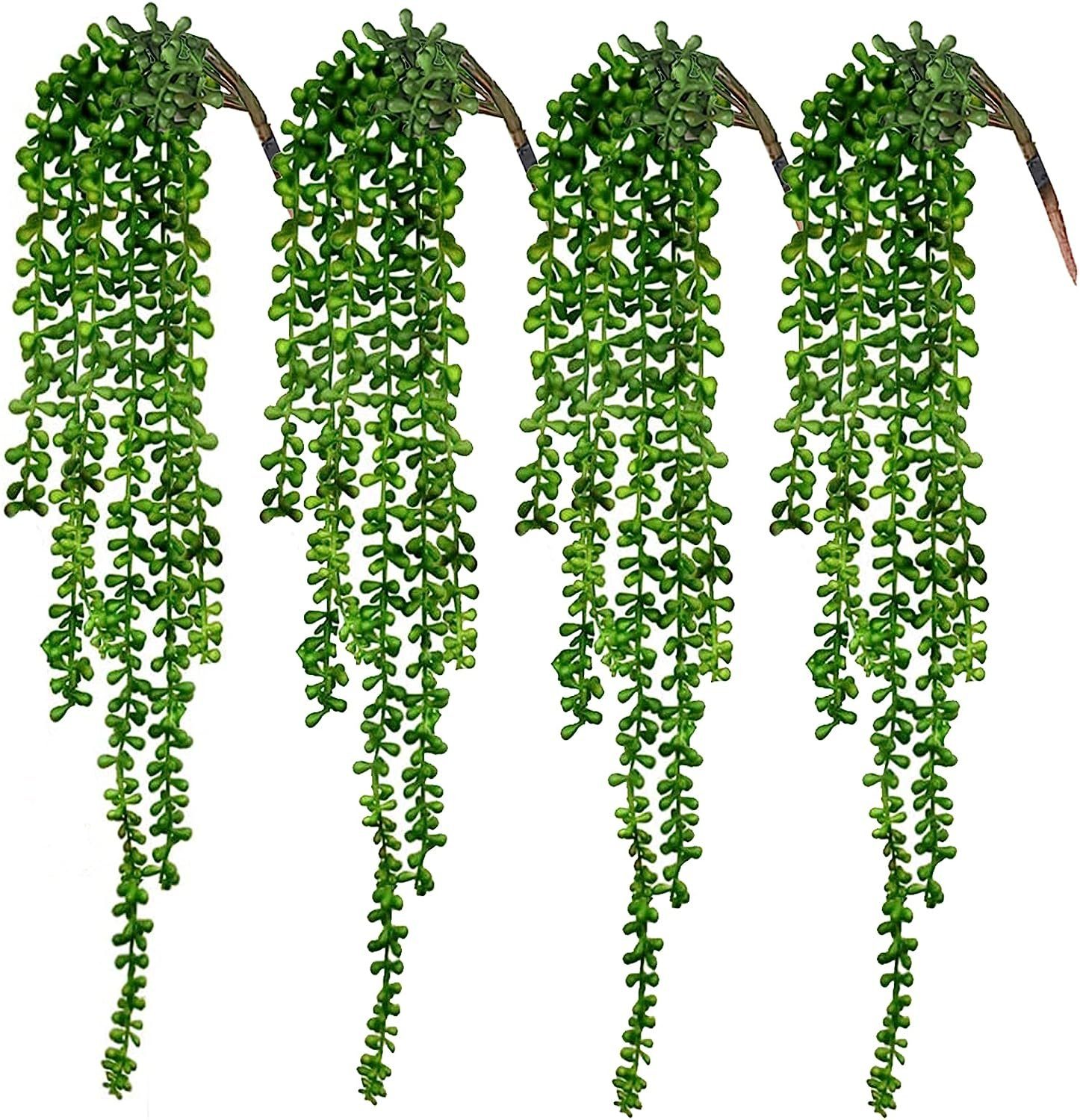Kunstblumenstrauß 4 künstliche Sukkulenten, hängende Pflanzen, Jormftte, pvc