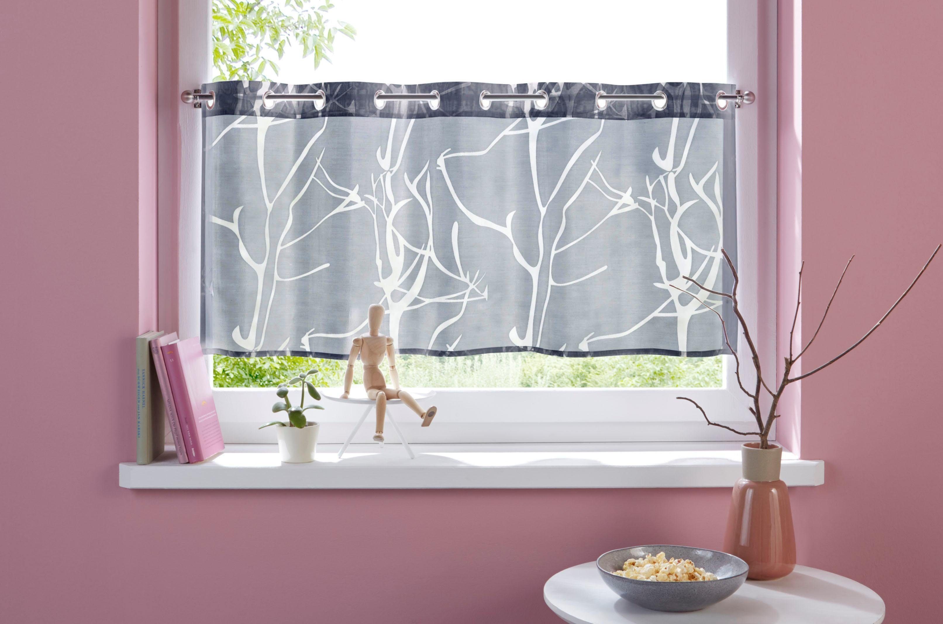 my home Scheibengardine Anna (1 St), Ösen, halbtransparent, Ausbrenner, Vis günstig online kaufen