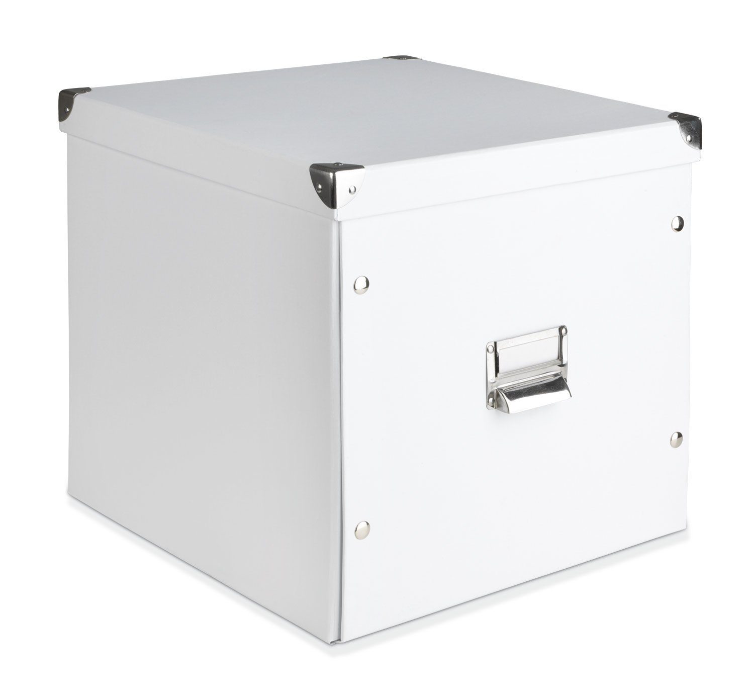 Zeller Present Aufbewahrungsbox QUAD, B 33,5 x T 32 cm, Weiß, Pappe, Metallgriff, mit Deckel