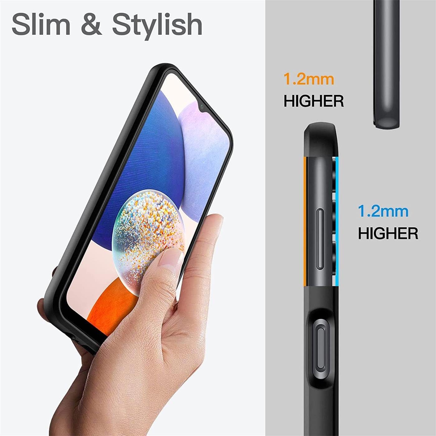 CoolGadget Handyhülle Black Series Handy Hülle für Samsung Galaxy A14 5G 6,8 Zoll, Edle Silikon Schlicht Robust Schutzhülle für Samsung A14 5G Hülle