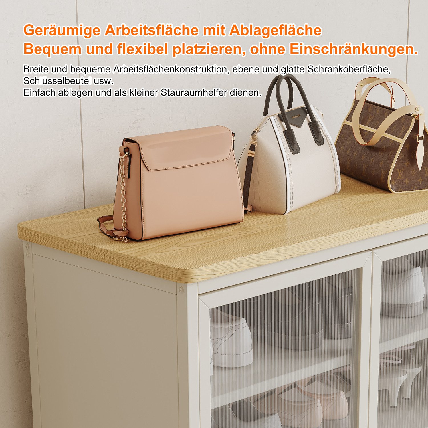 FOXSPORT Schuhschrank 7 Ebenen, mit verstellbaren Ablagen, 2- oder 3-türig (im Flur Diele, 32 cm tief) Schuhkommode mit Türen, Vitrinenschrank, Regalschrank – Bild 4 von 5