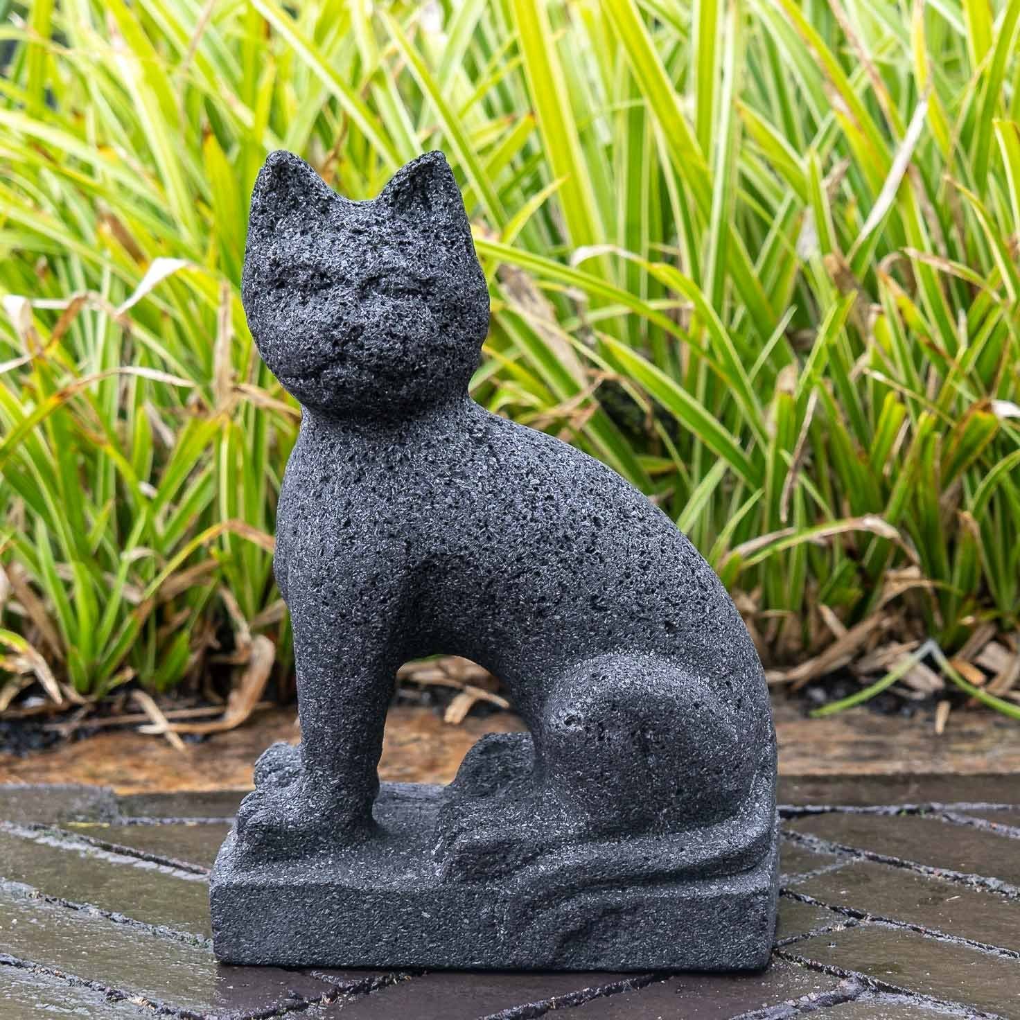 IDYL Gartenfigur robust Lavastein witterungsbeständig IDYL – – Katze, Regen Figur gegen Naturprodukt ein und UV-Strahlung. Lavastein– sehr Frost