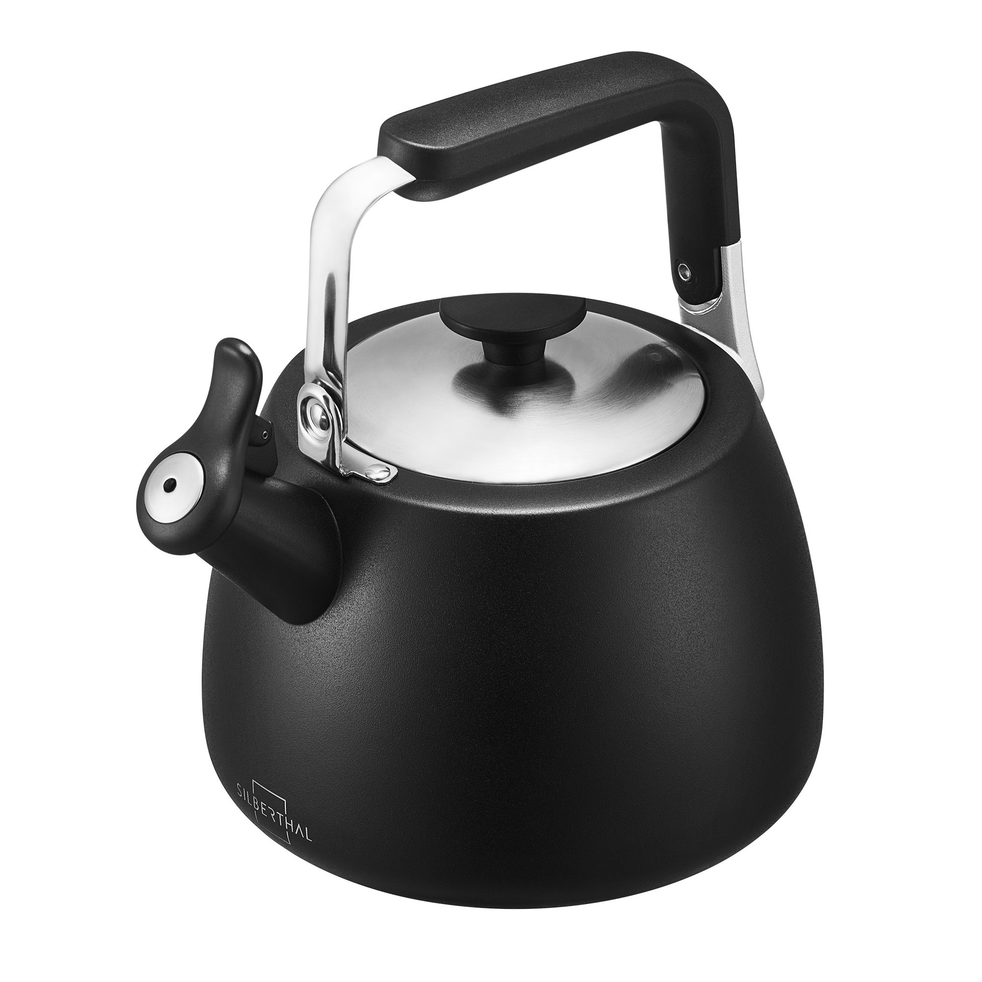 SILBERTHAL Wasserkessel Flötenkessel schwarz 3L, Teekessel