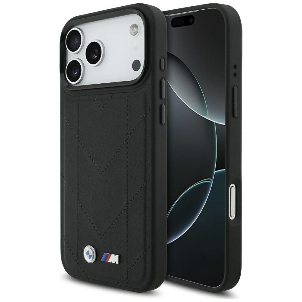 BMW Handyhülle MagSafe iPhone 17 Pro Max Kunstleder schwarz Logo Metall 6,9 Zoll, Kantenschutz