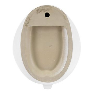 ECD Germany Urinal Pissoir WC-Urinal Absaugeurinal Becken Pinkelbecken, Keramik, Kunststoff PP, Weiß inkl. Siphon Keramik Modernes Design 35x42x30cm Rund