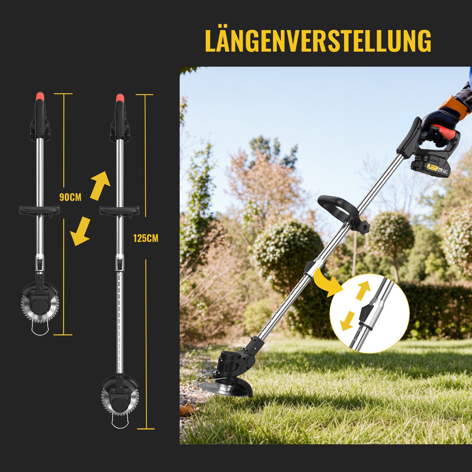 CONENTOOL Akku-Rasentrimmer 21V Elektrischer Rasentrimmer, 15 günstig online kaufen