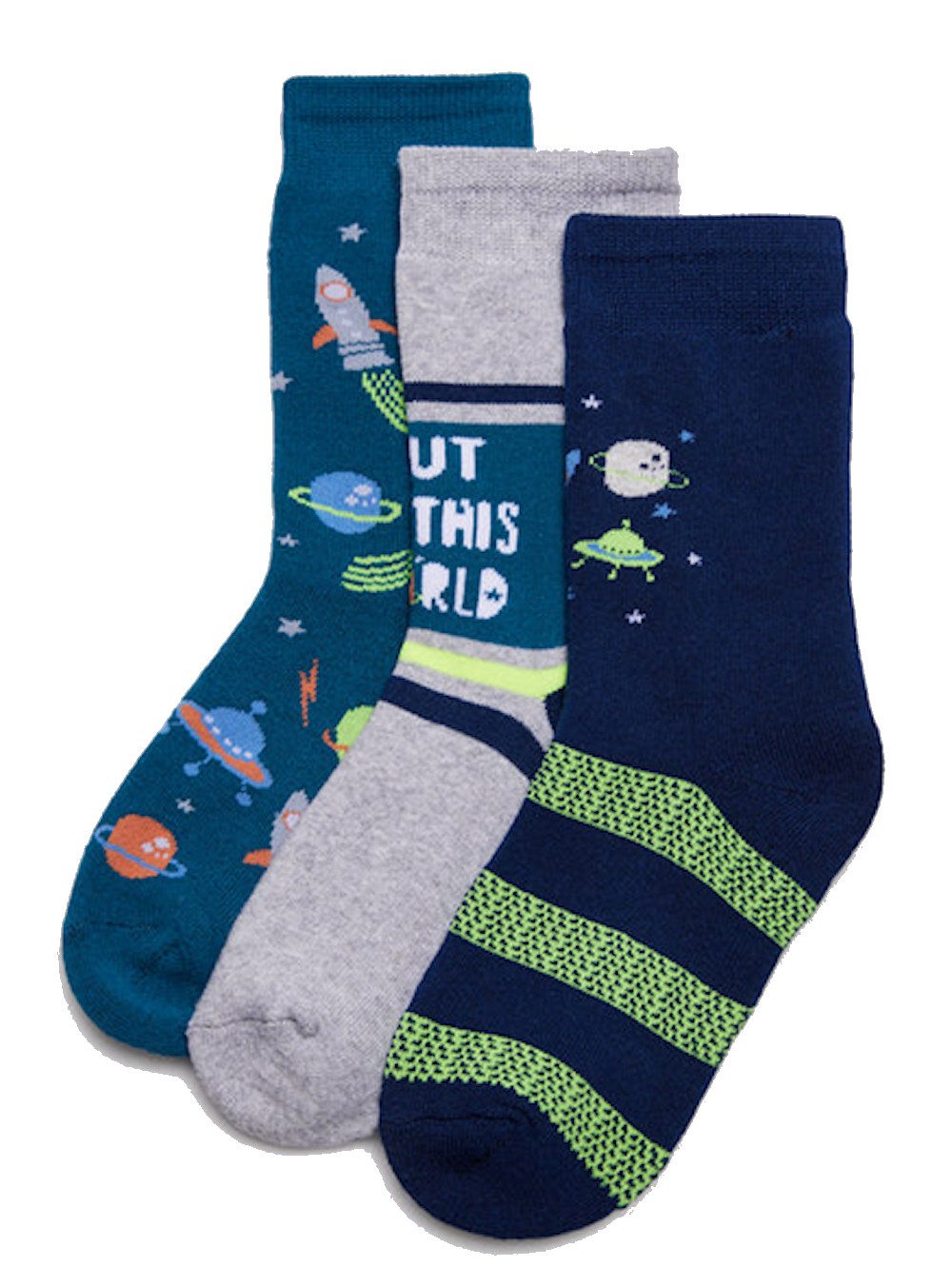Thermosocken Ysabel Mora 3er Pack Jungen Thermosocken Socken Strümpfe Weltall bunt
