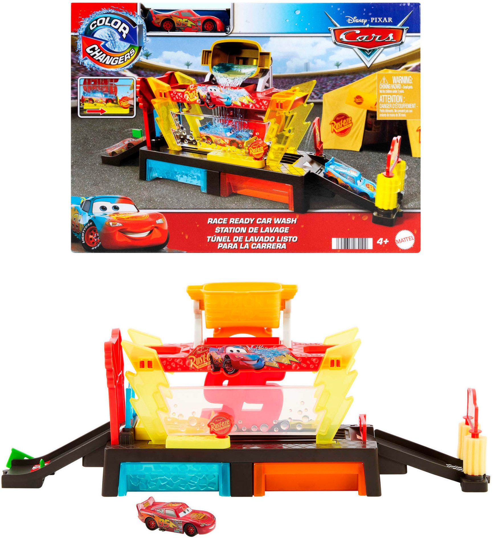 Mattel® Spiel-Gebäude Disney Pixar Cars Color Changers Lightning McQueen Autowaschanlage, mit Farbwechsel des Fahrzeugs