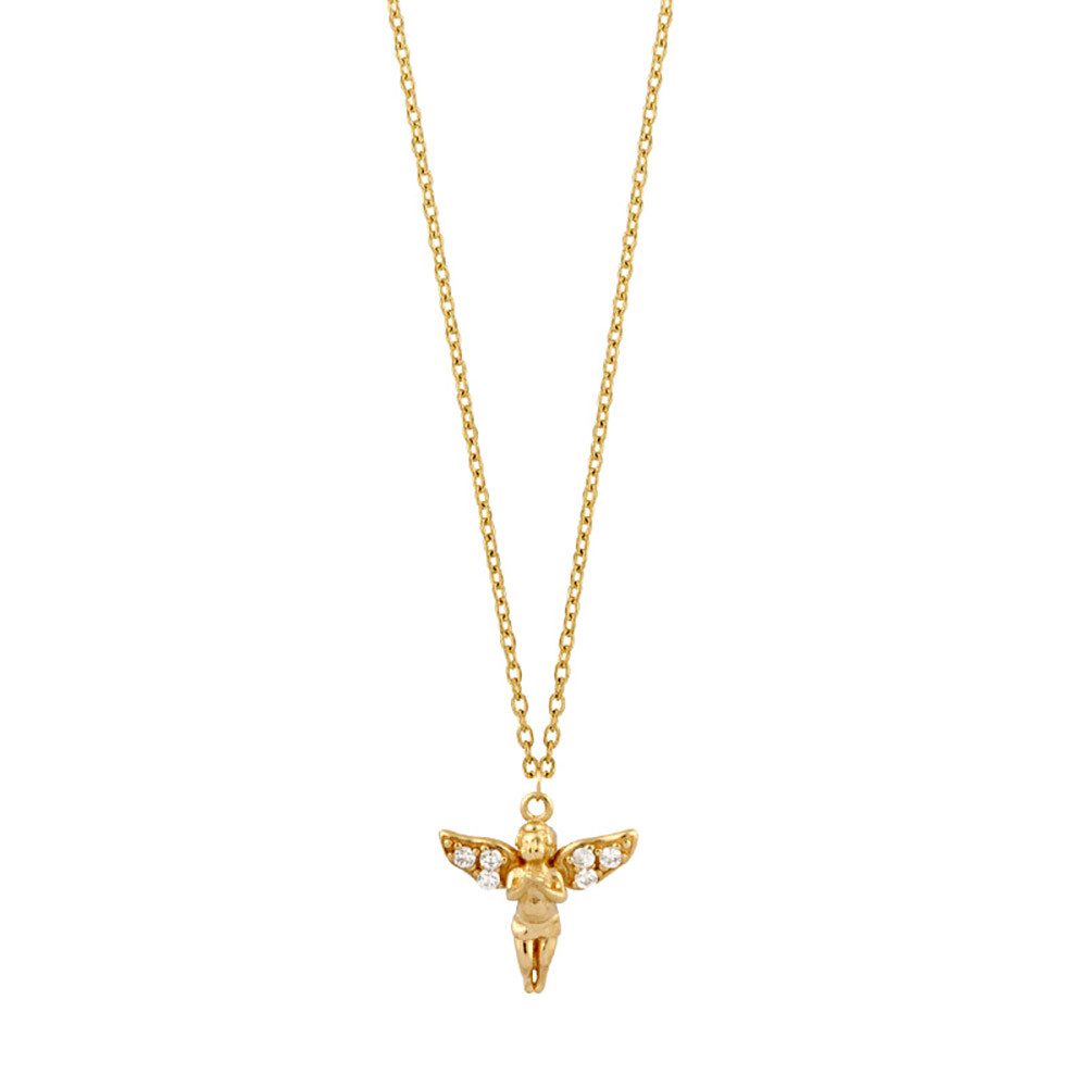 HOPLO Goldkette Goldkette Collier Engel Zirkonia massiv 375-9 Karat Gold 45cm, Made in Germany