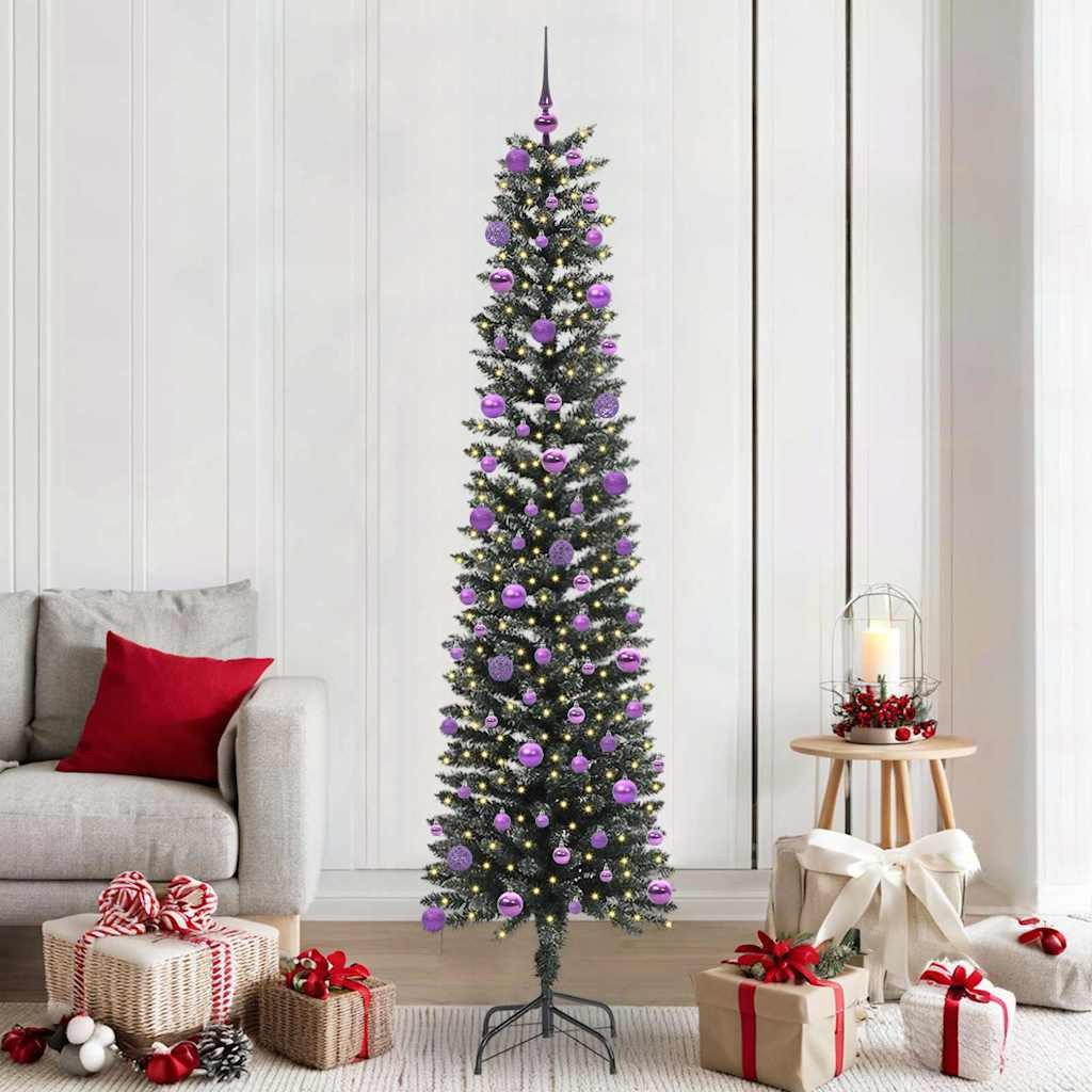 vidaXL Künstlicher Weihnachtsbaum, Künstlicher Weihnachtsbaum mit 300 LEDs mit Ständer Grün 210 cm