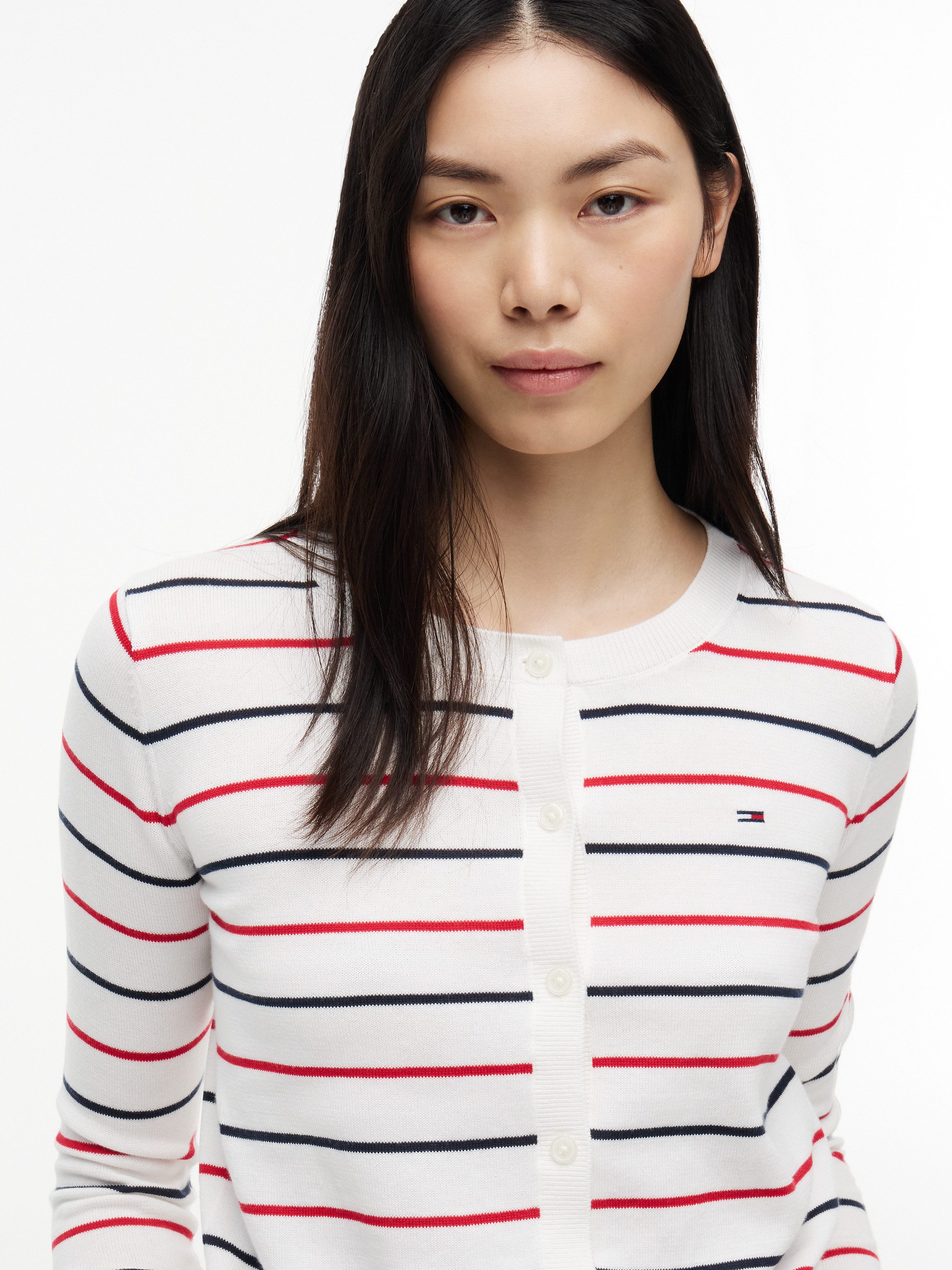 Tommy Jeans Strickjacke TJW ESSENTIAL CREW NECK CARDIGAN Baumwolle