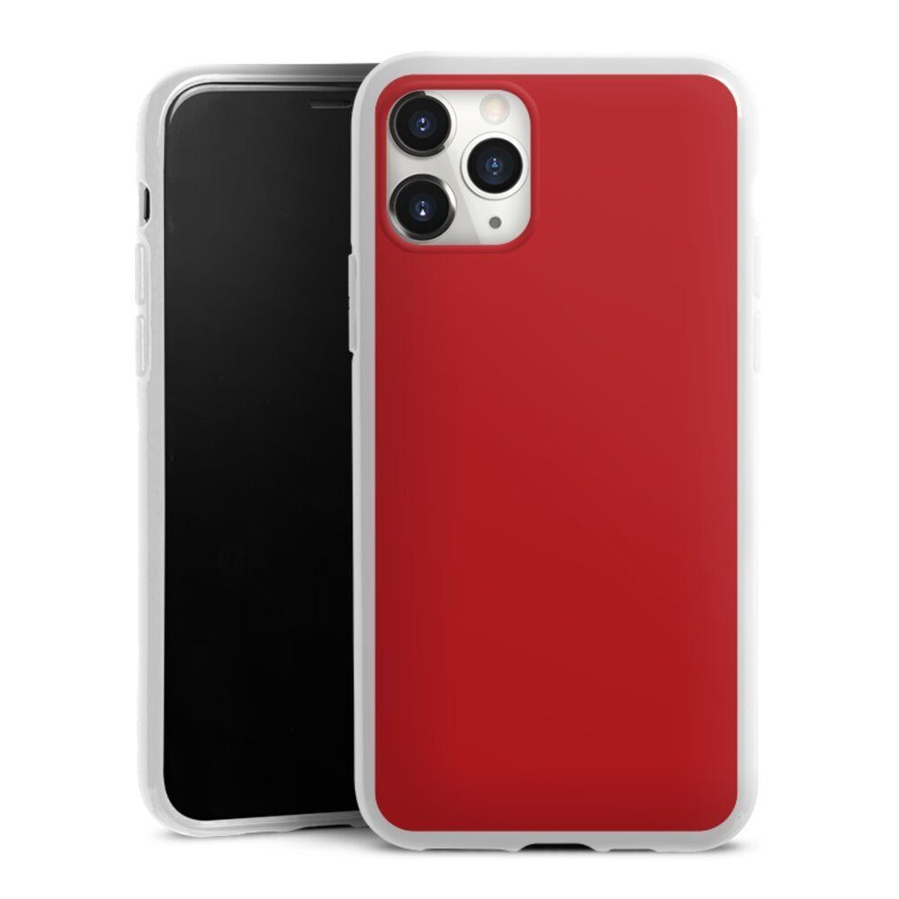 DeinDesign Handyhülle Rot einfarbig Farbe Karminrot, Apple iPhone 11 Pro Max Silikon Hülle Bumper Case Handy Schutzhülle