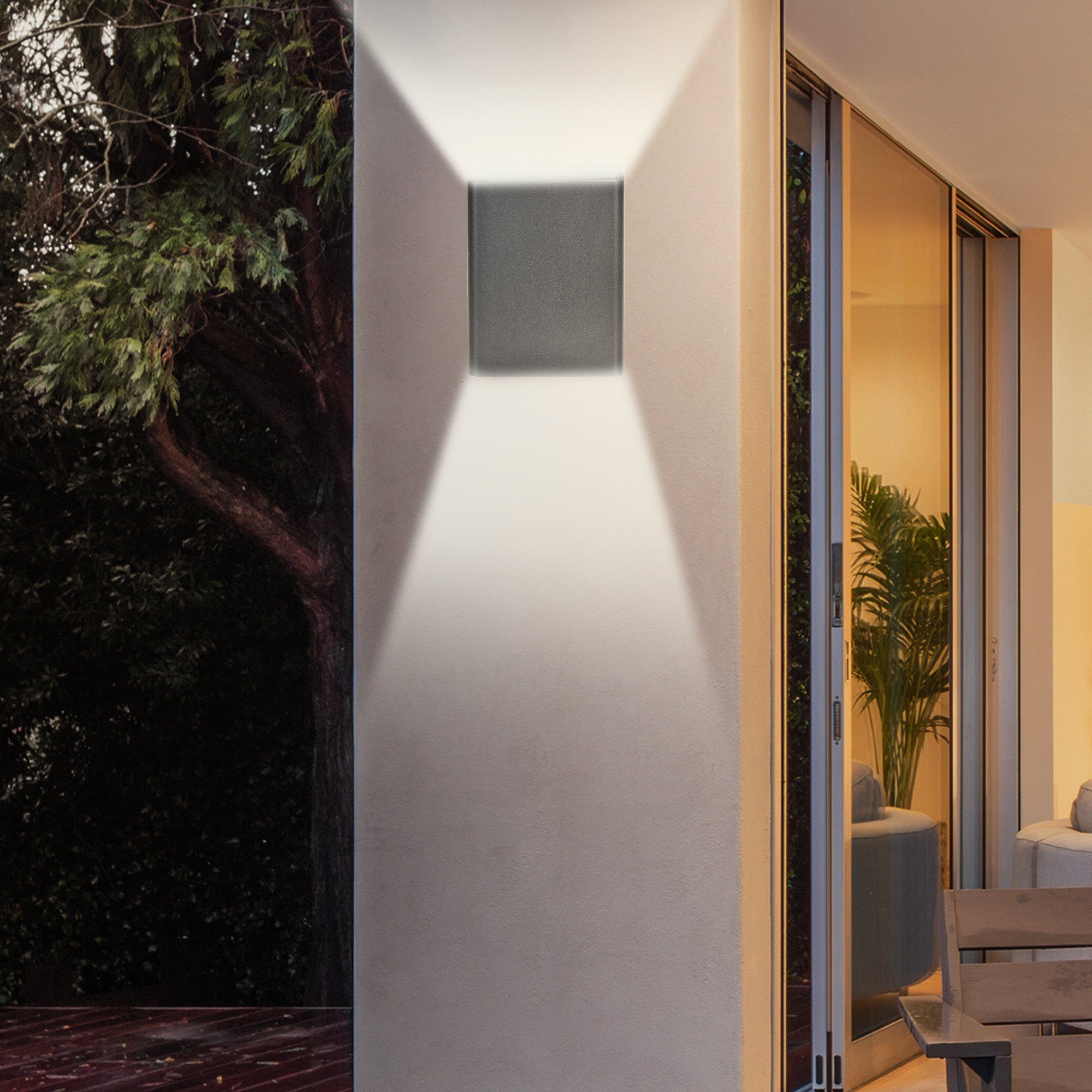 Outsunny Außen-Wandleuchte Außenwandleuchte, 3000K fest mit Licht Gartenleuchte integriert, LED Warmweiß, Warmweißes LED