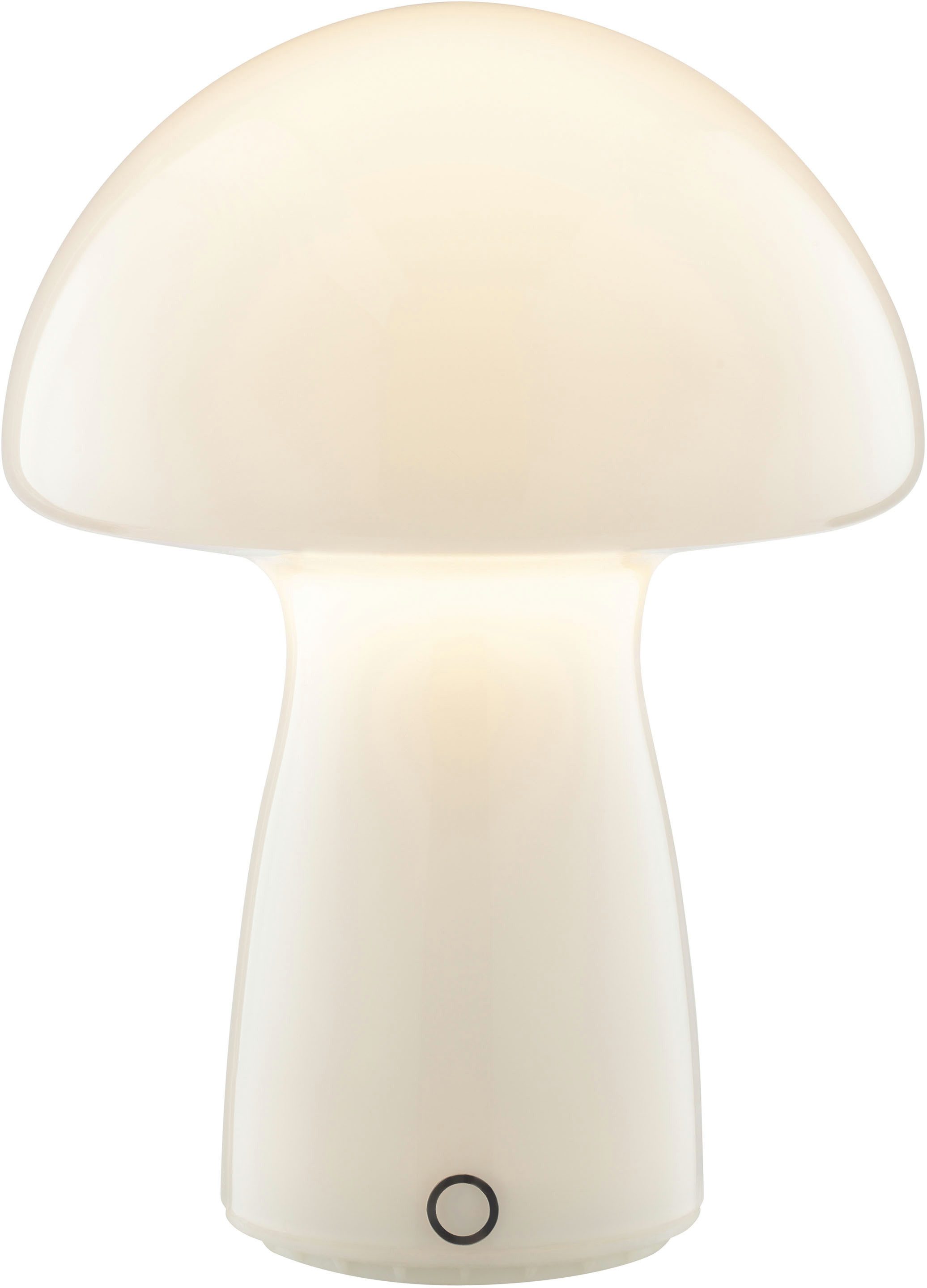 Brilliant LED Tischleuchte Erik, Dimmfunktion, LED fest integriert, Warmweiß, Pilzleuchte mit Akku, 22 x 16 cm, 250 lm, 2700 K, dimmbar, Glas, weiß